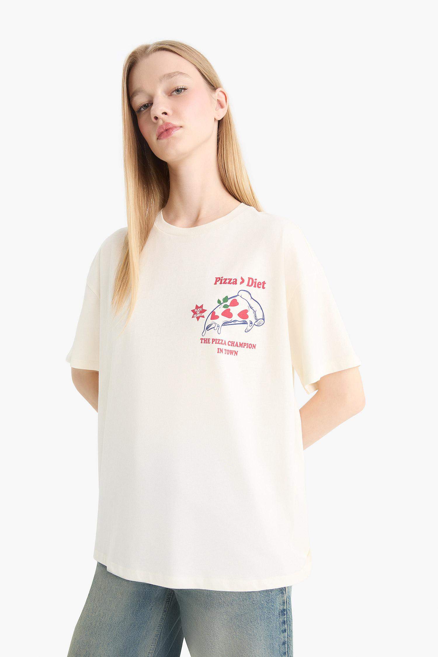 Oversize Fit Crew Neck Back Printed T-Shirt