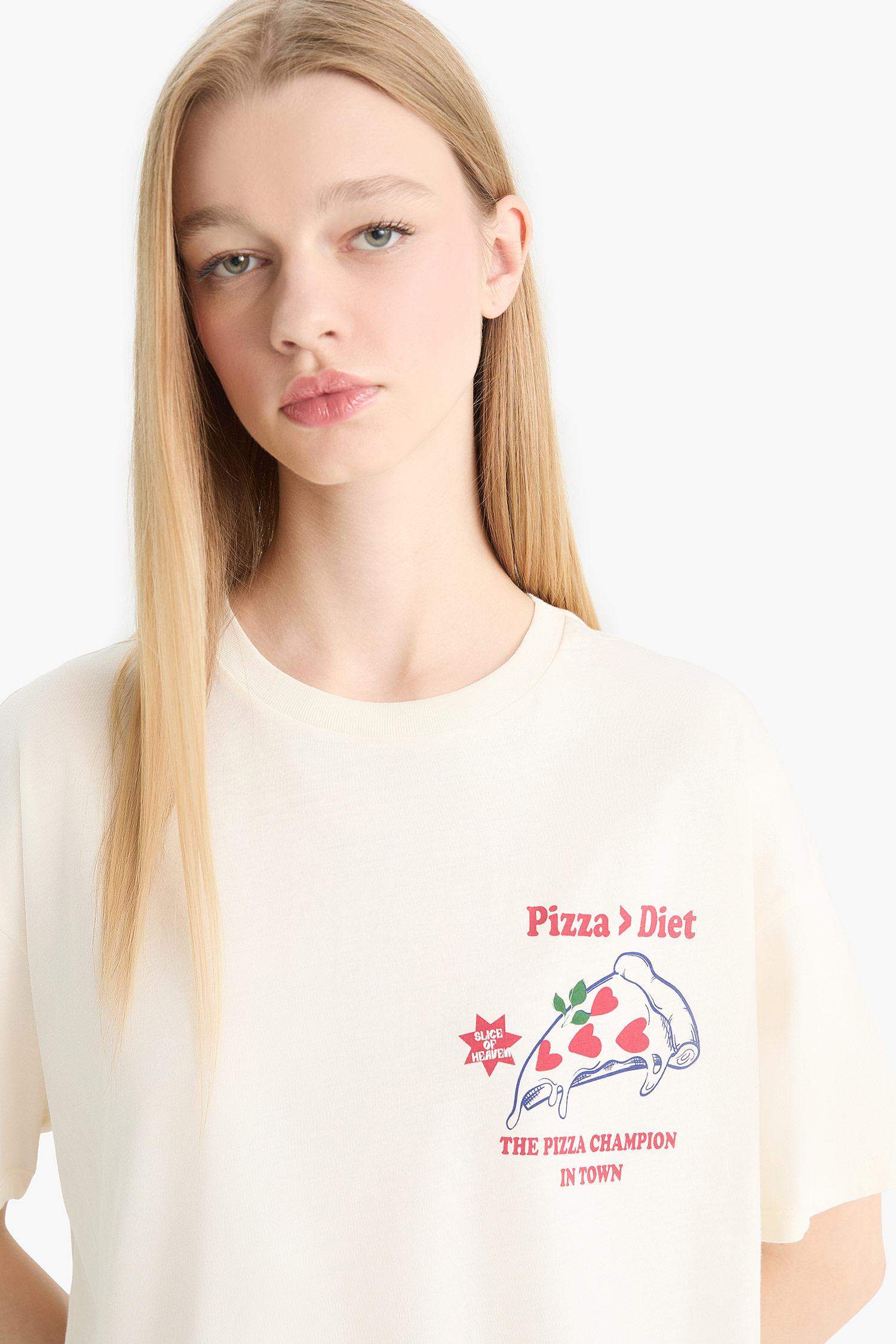 Oversize Fit Crew Neck Back Printed T-Shirt