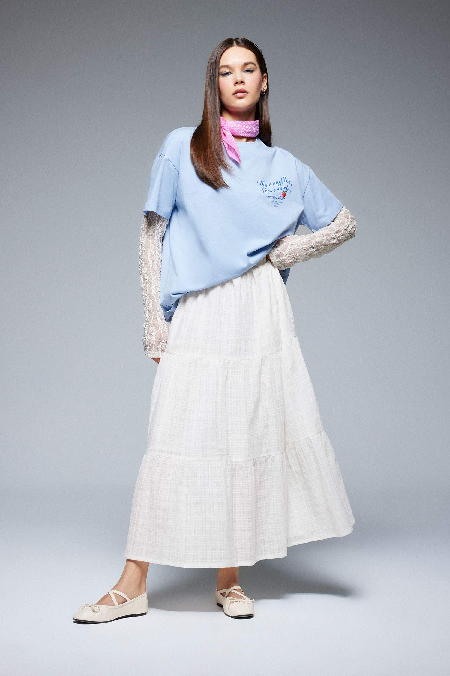 Coool Oversize Geniş Kalıp Bisiklet Yaka Sırt Baskılı Kısa Kollu Tişört