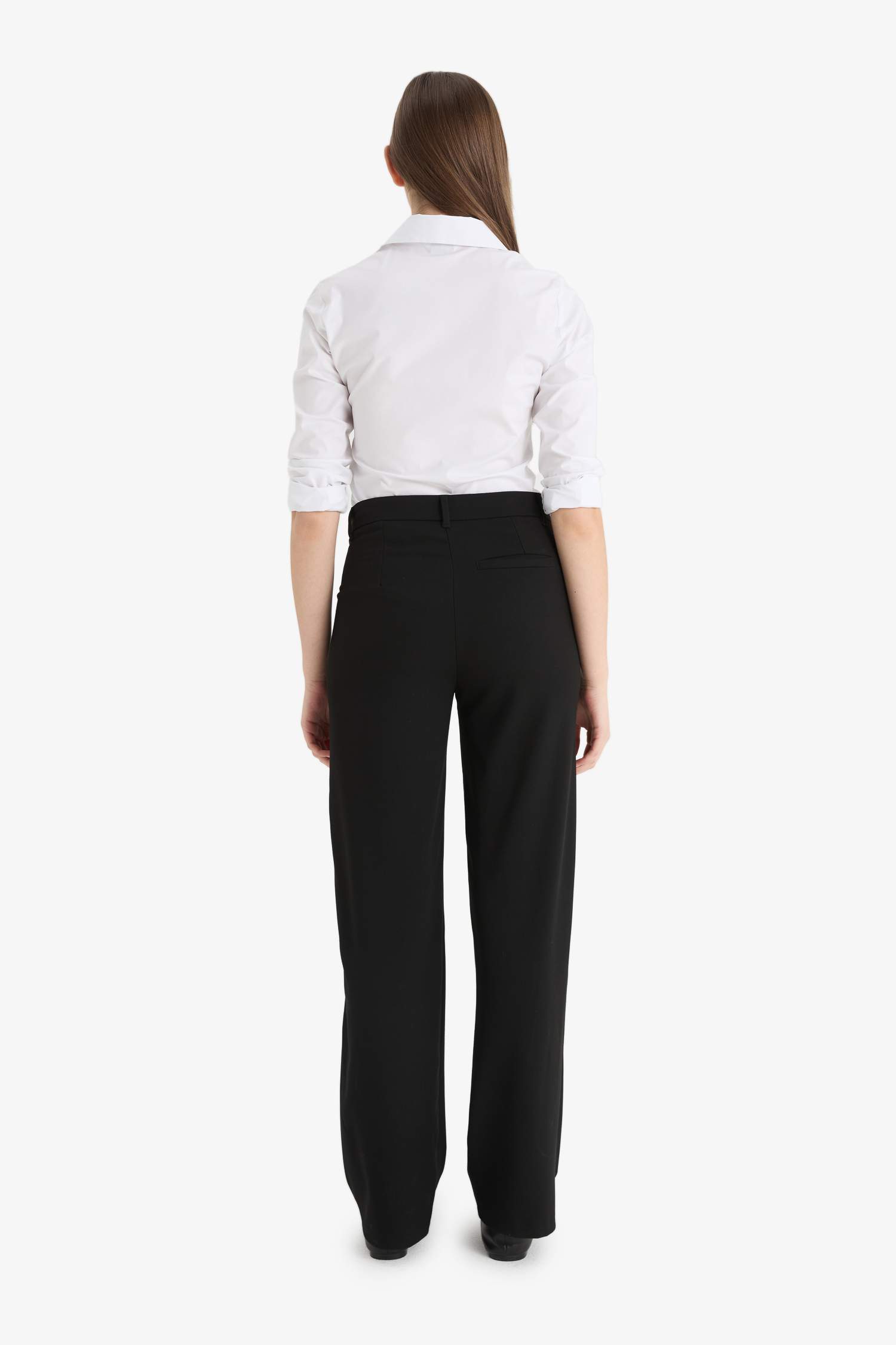 Wide Leg Normal Bel Basic Düz Standart Boy Pantolon