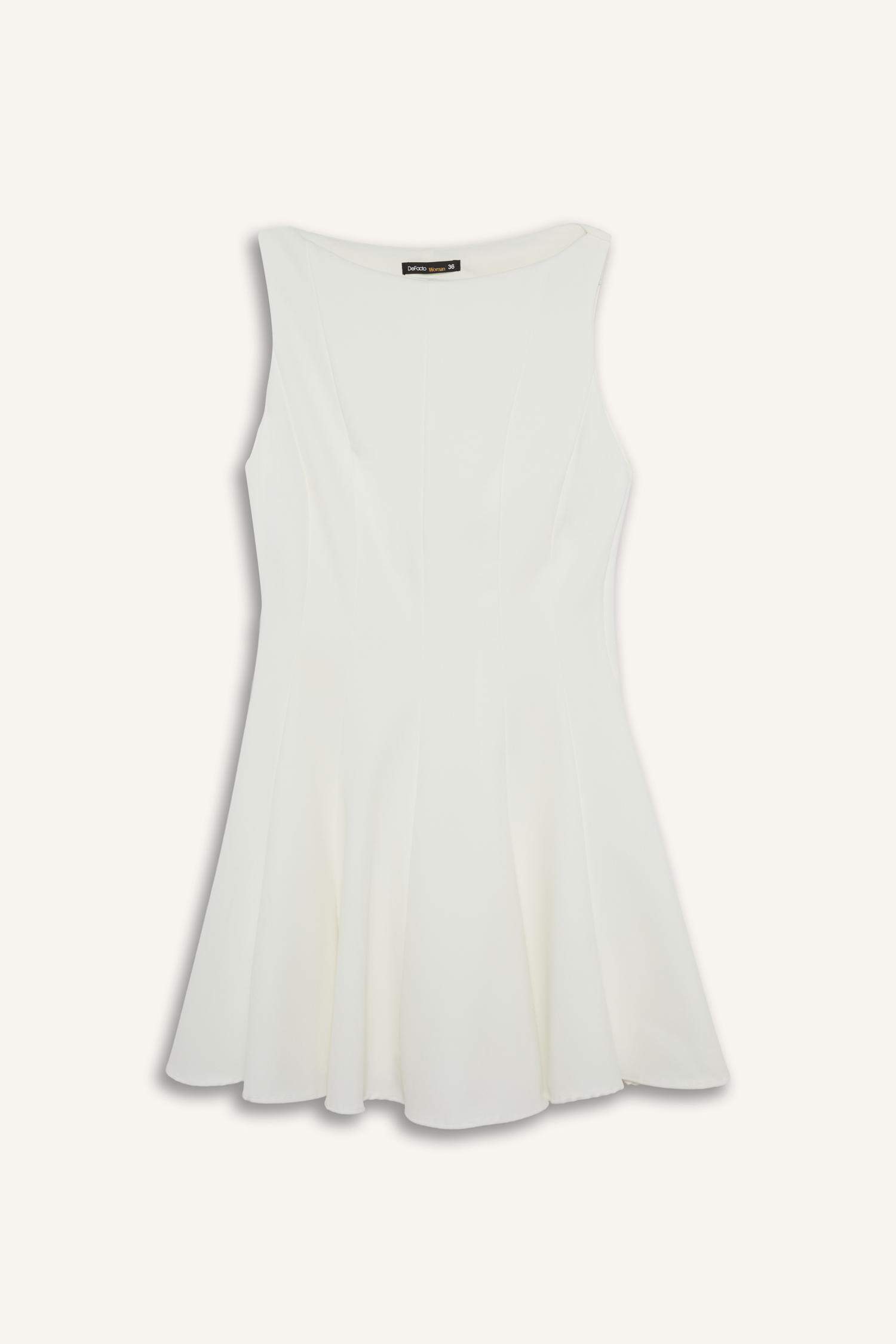 Boat Collar Sleeveless Mini Dress