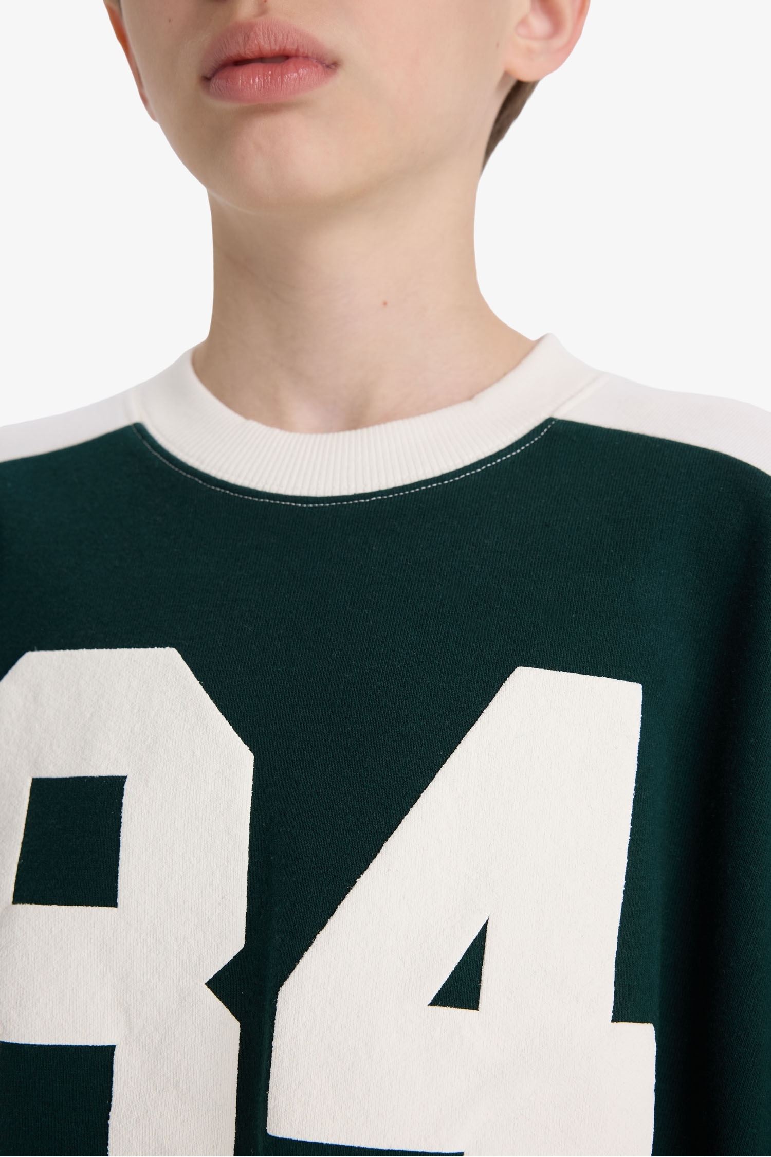 Erkek Çocuk Oversize Geniş Kalıp Bisiklet Yaka Baskılı Okul Sweatshirt