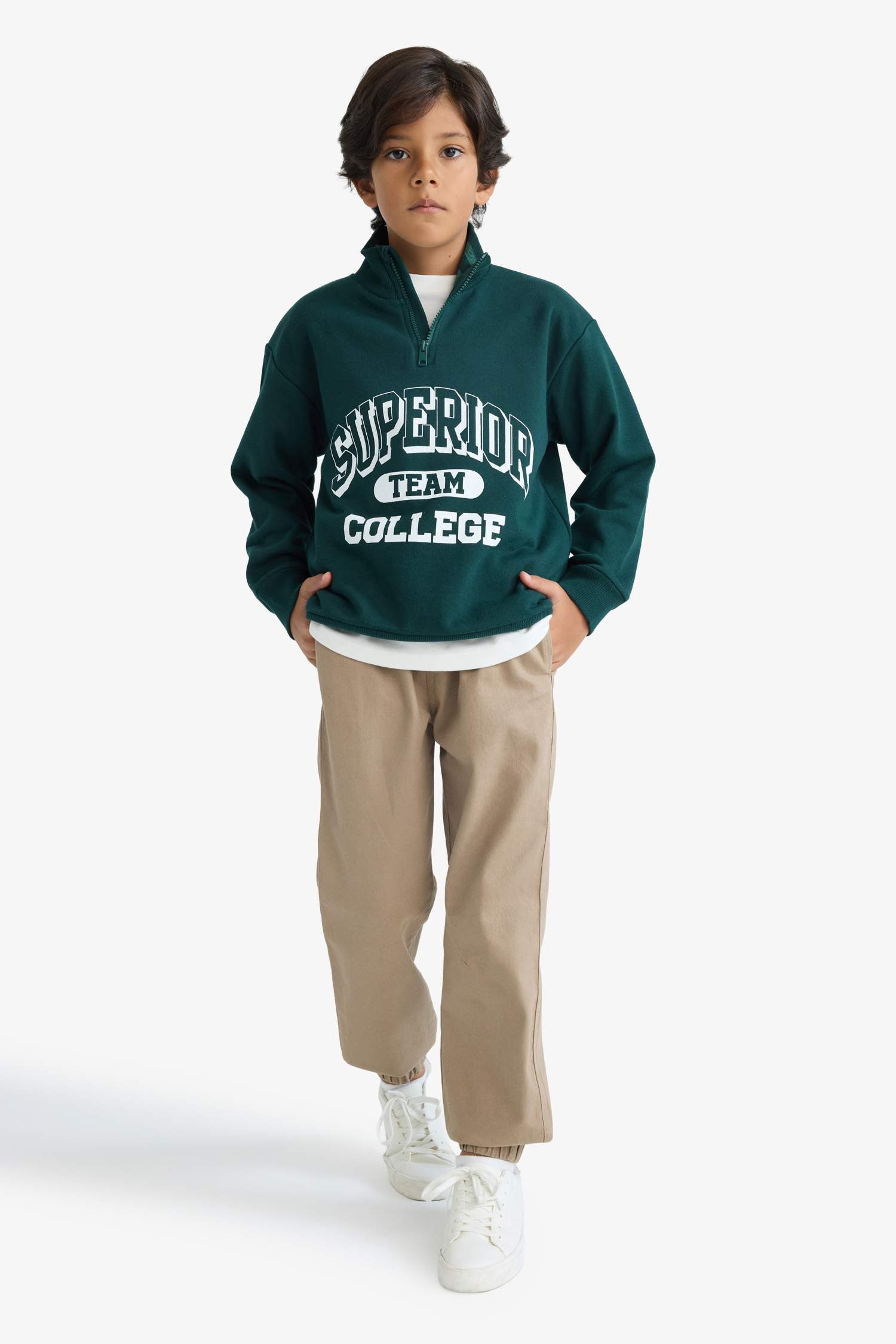 Sweatshirt imprimé à col montant zippé pour garçon