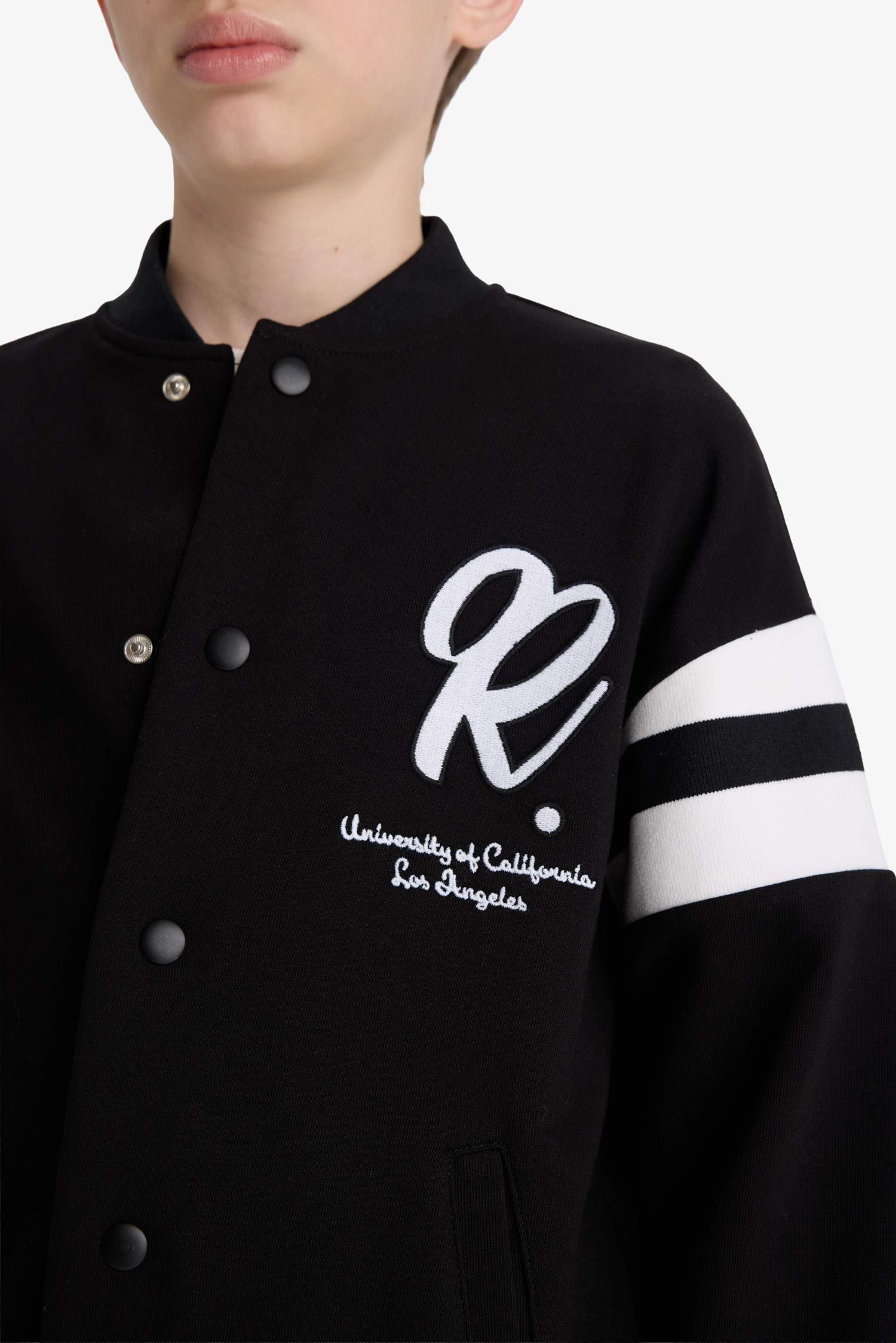 Erkek Çocuk Okul Kolej Yaka Baskılı Bomber Ceket