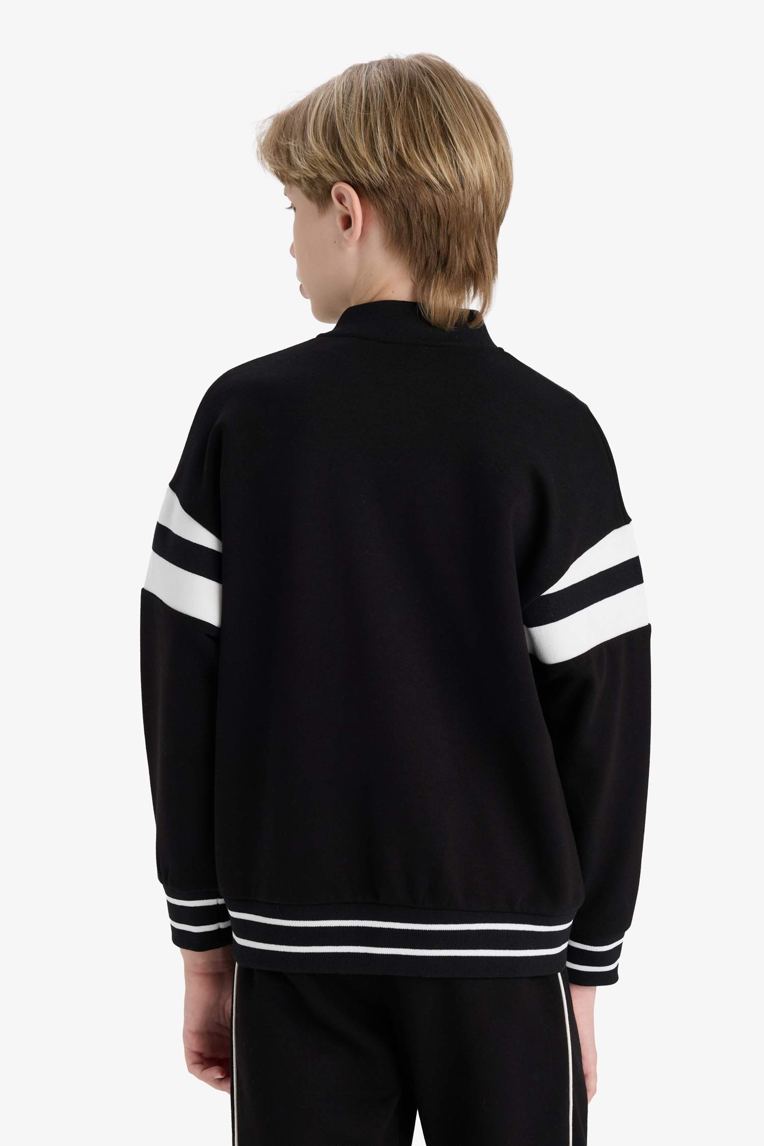 Erkek Çocuk Okul Kolej Yaka Baskılı Bomber Ceket