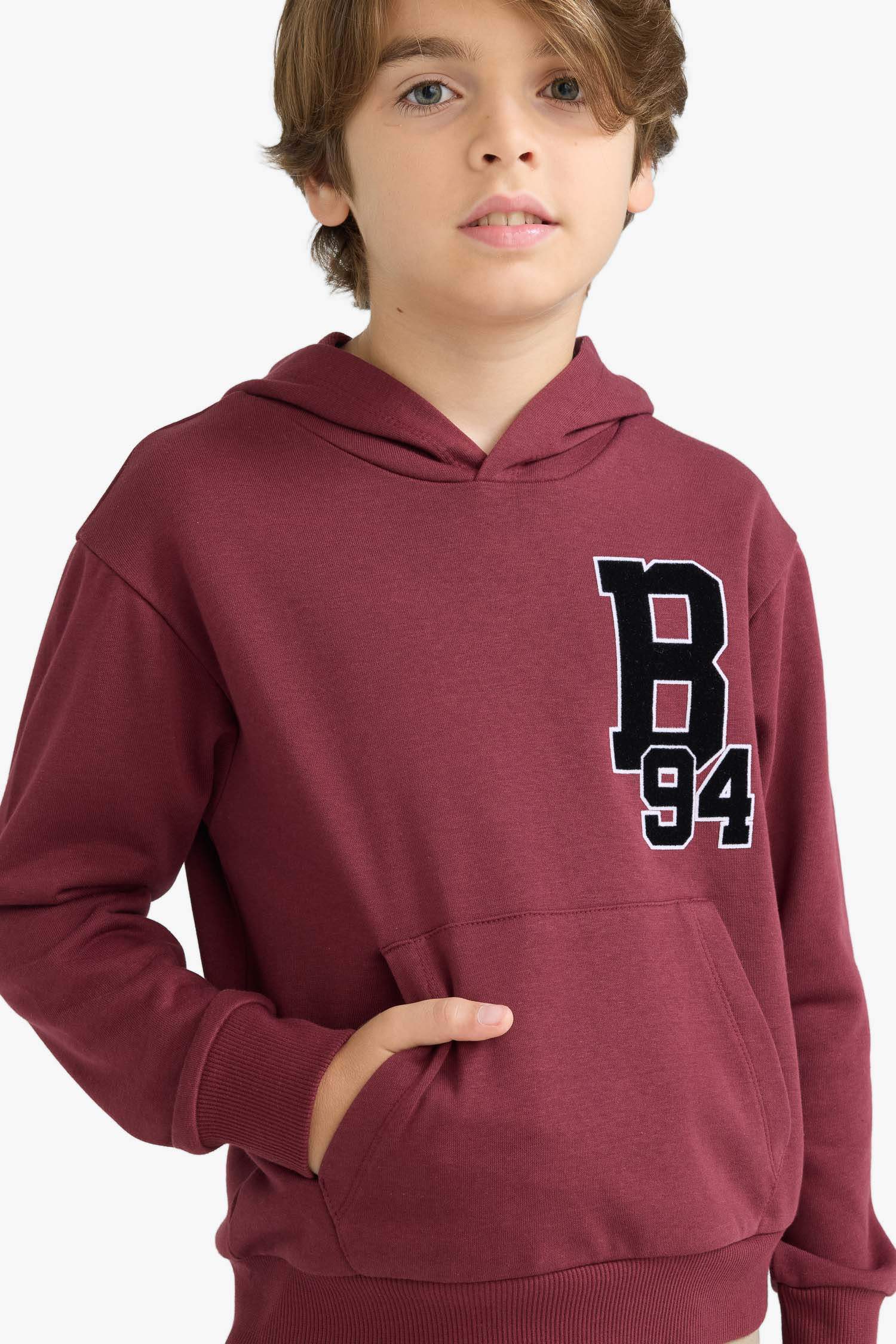 Erkek Çocuk Oversize Geniş Kalıp Kapüşonlu Okul Sweatshirt
