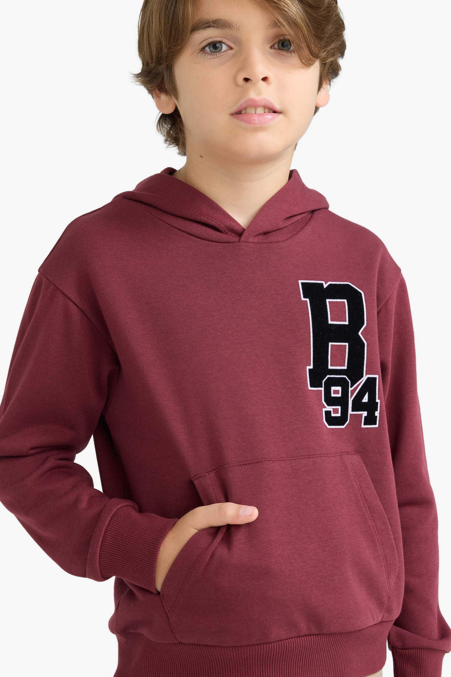 Boy Oversize Fit Printed Hooded Sweatshirt