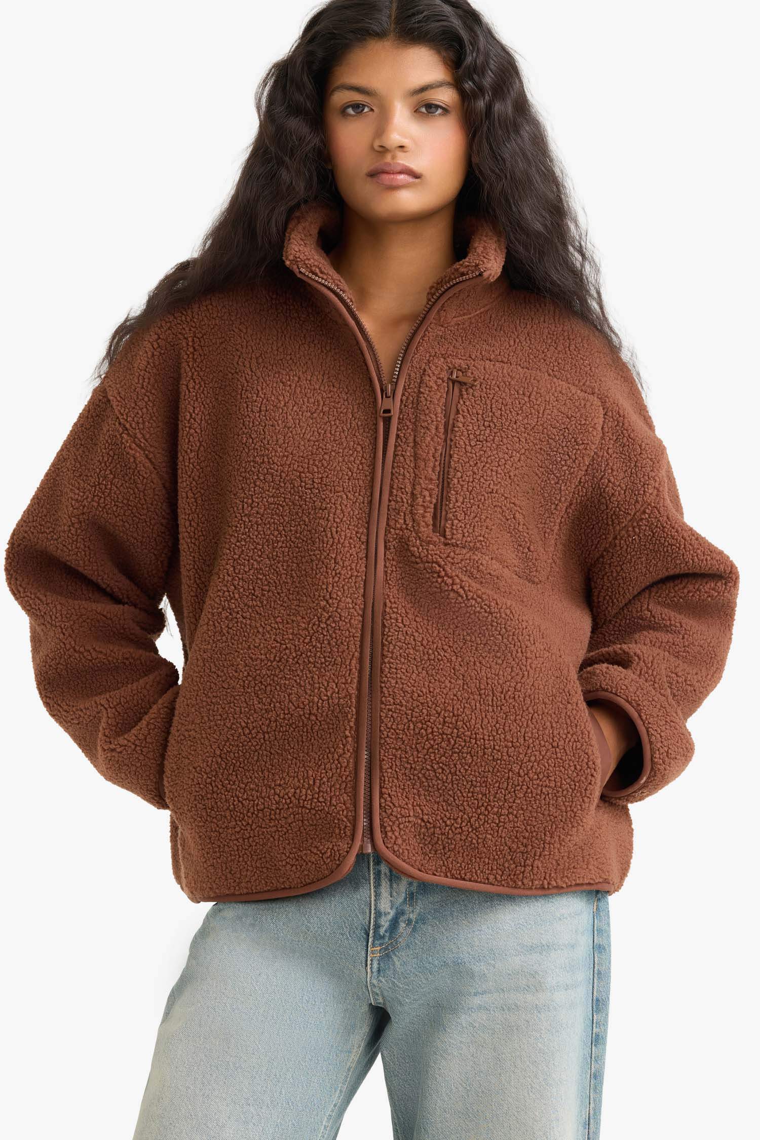 Cardigan léger en peluche à fermeture zip