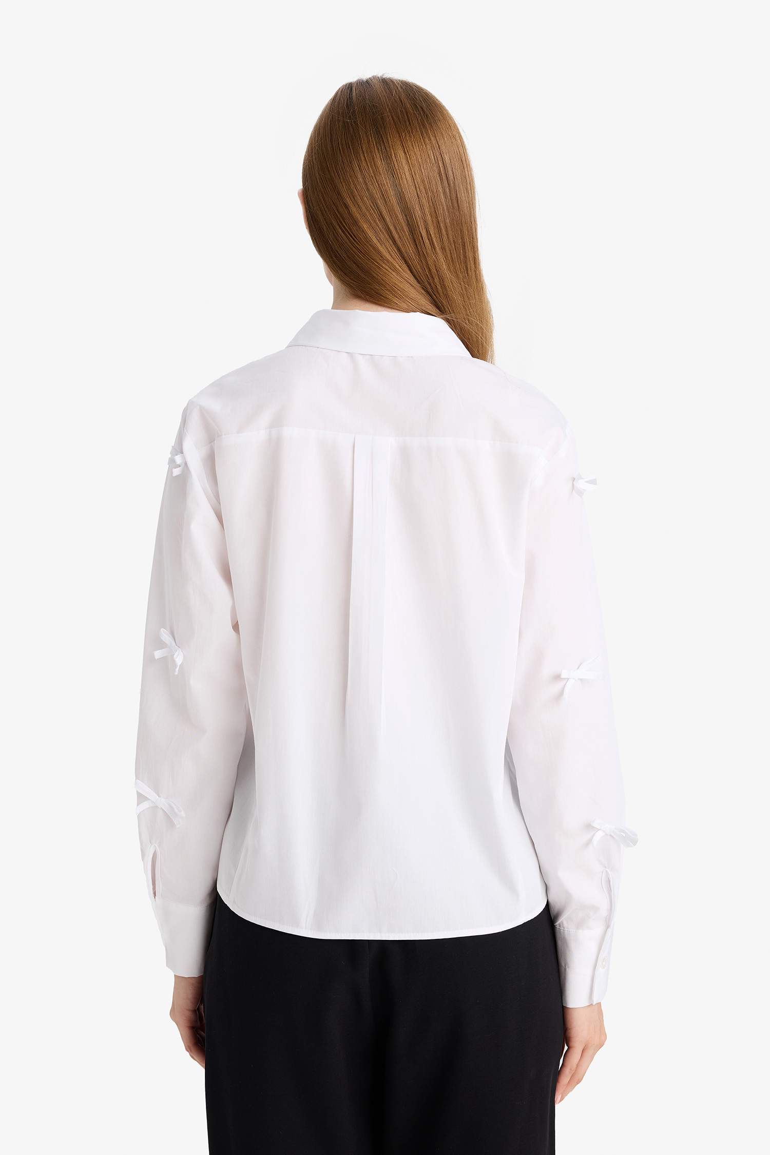 Regular Fit Fiyonklu Poplin Uzun Kollu Gömlek Tunik