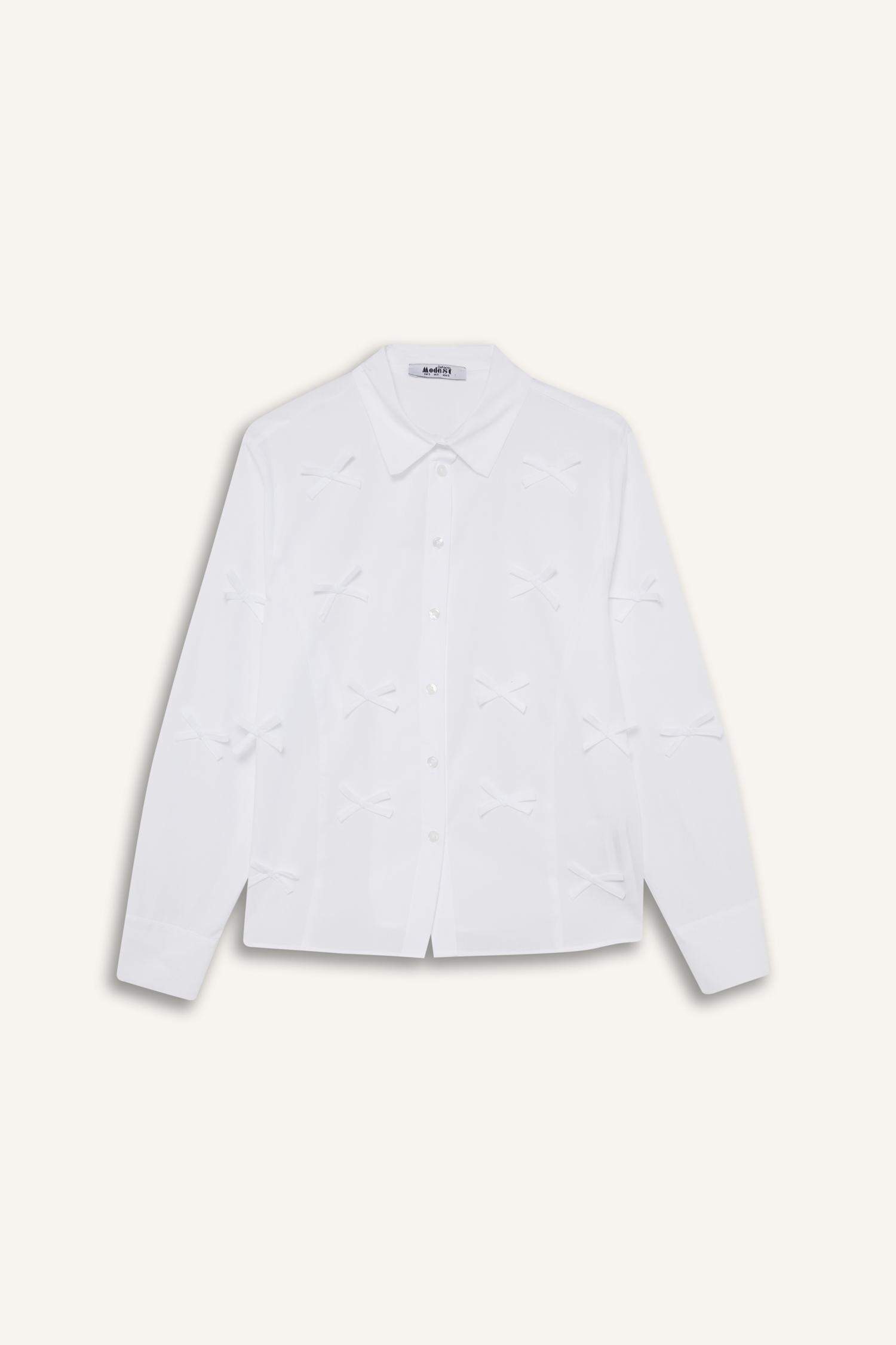 Regular Fit Fiyonklu Poplin Uzun Kollu Gömlek Tunik