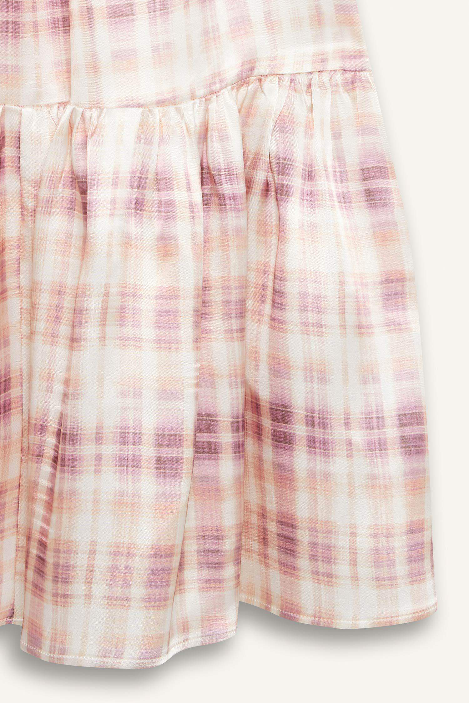 Desenli Beli Lastikli Saten Maxi Etek