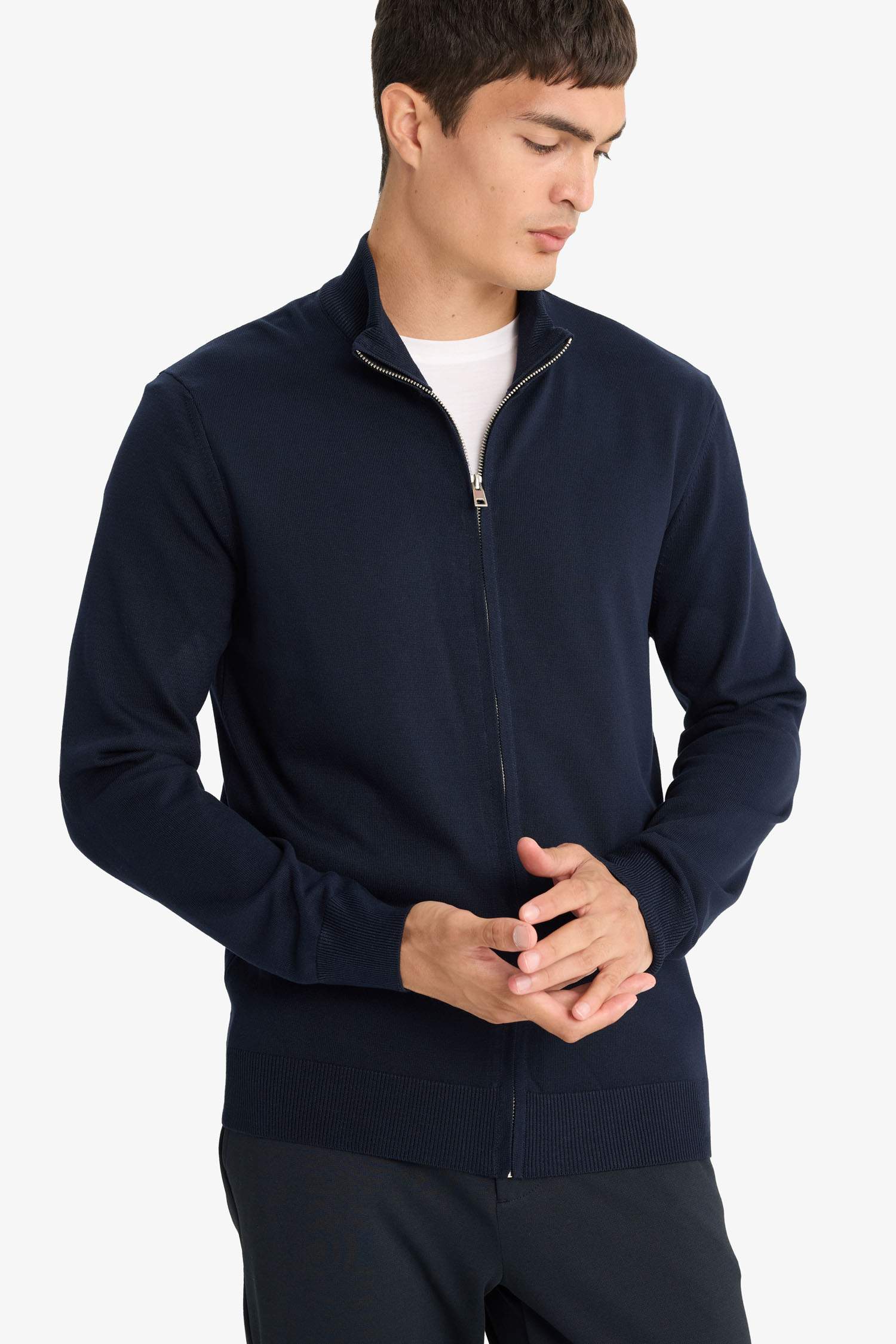 Standard Fit Turtleneck Knitwear Cardigan