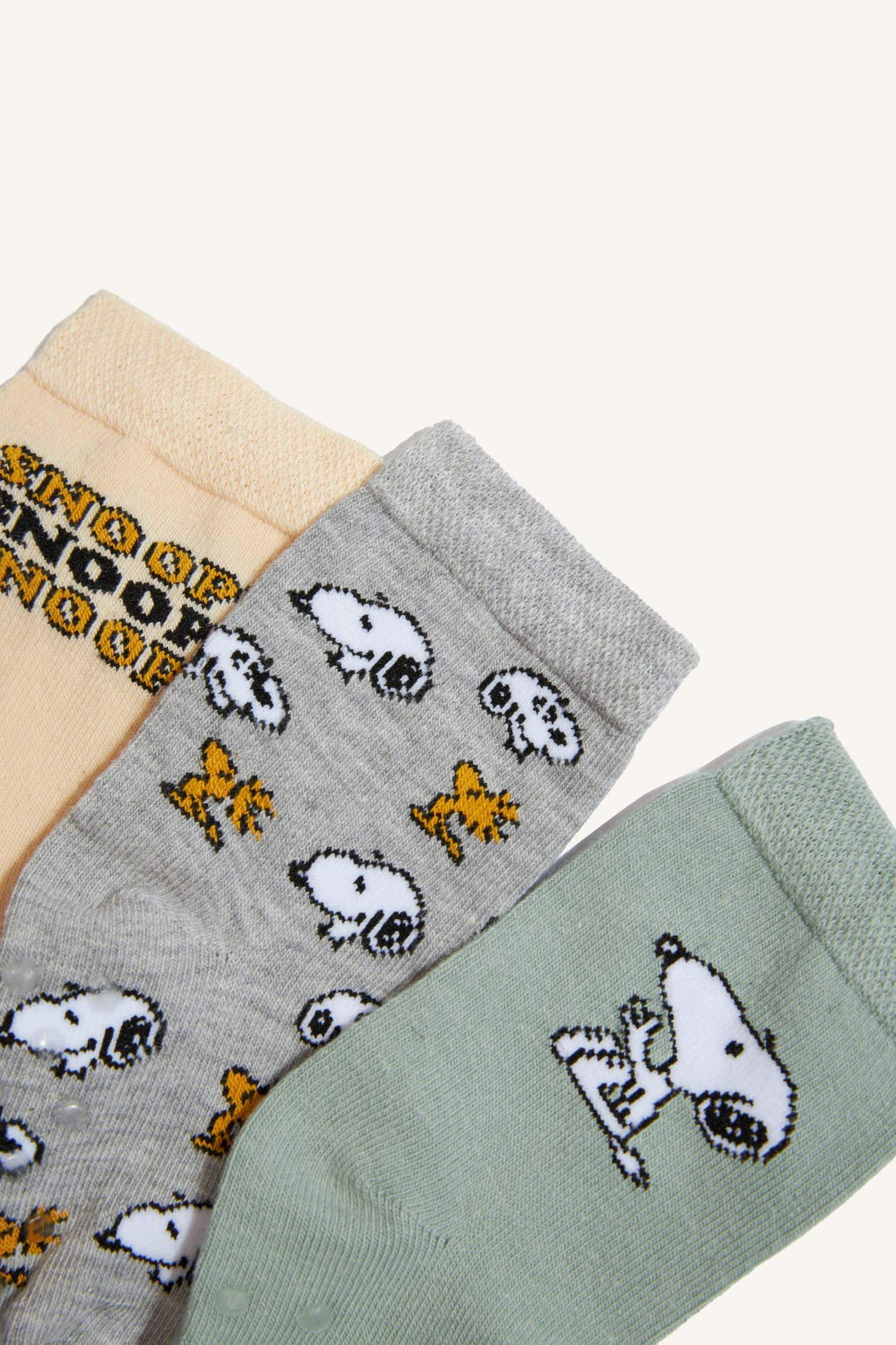 شرابات طويلة اولادي قطن مطبوع من سنوبي - 3 قطع