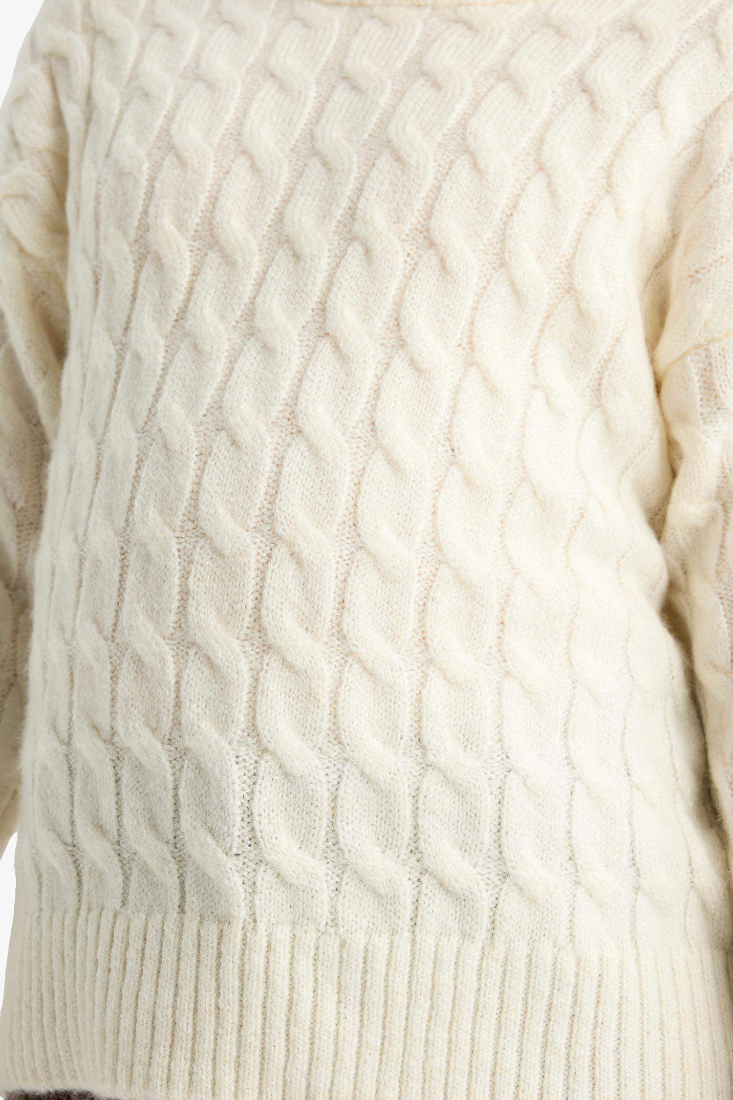 بلوفر بناتي تريكو قصة عادية بنص رقبة مدورة