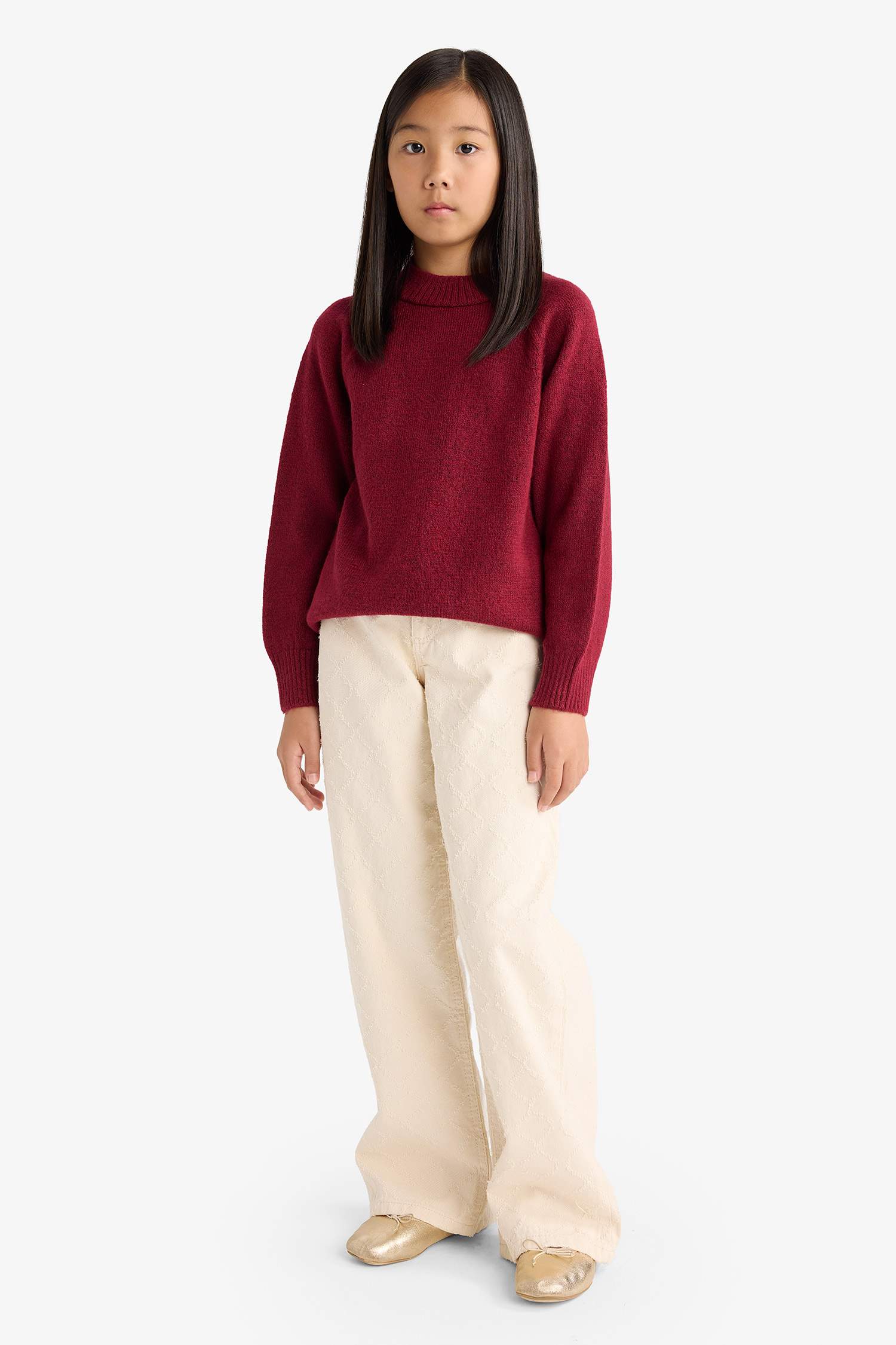 Pull en tricot à col rond pour fille