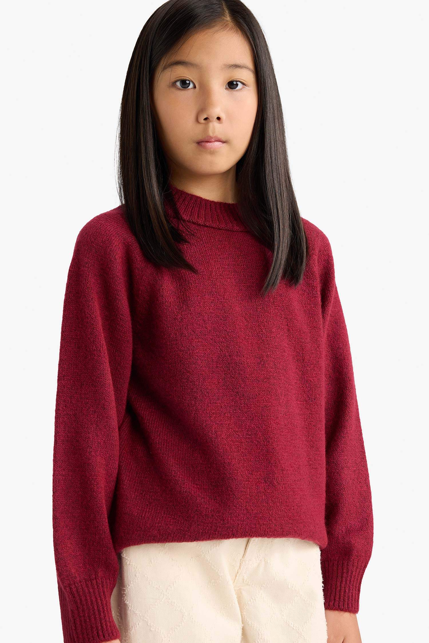 Pull en tricot à col rond pour fille