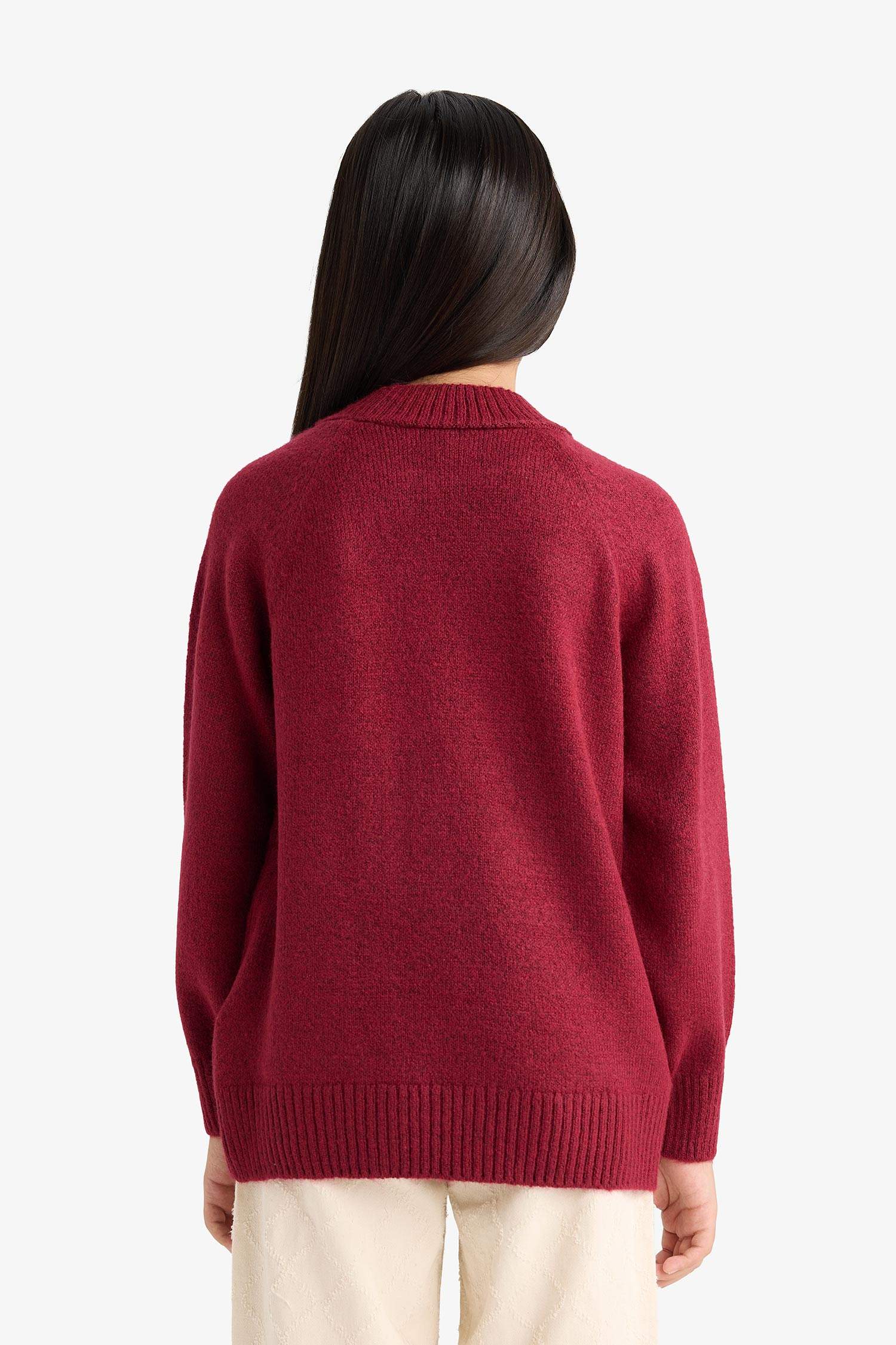 Pull en tricot à col rond pour fille