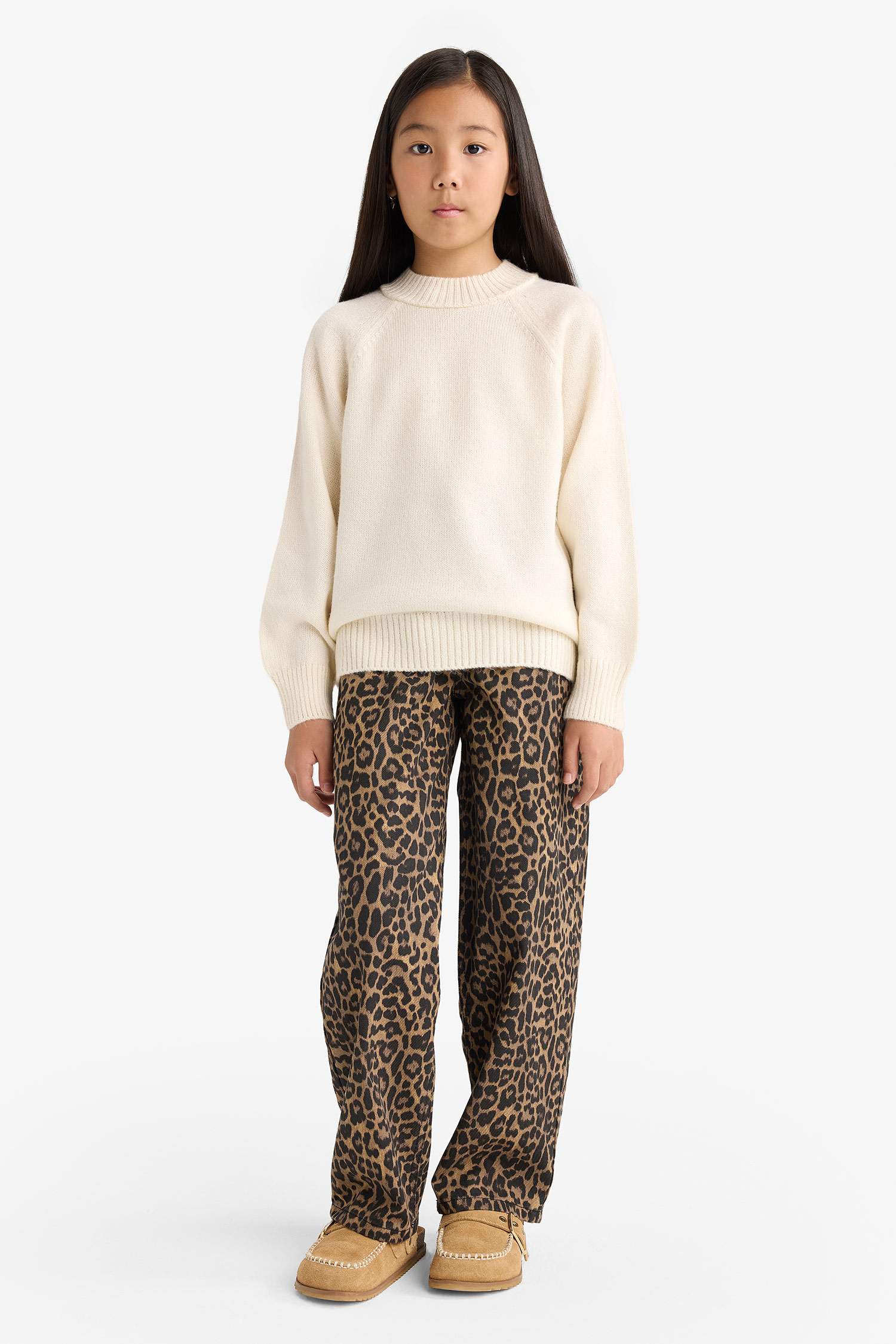 Pull en tricot à col rond pour fille