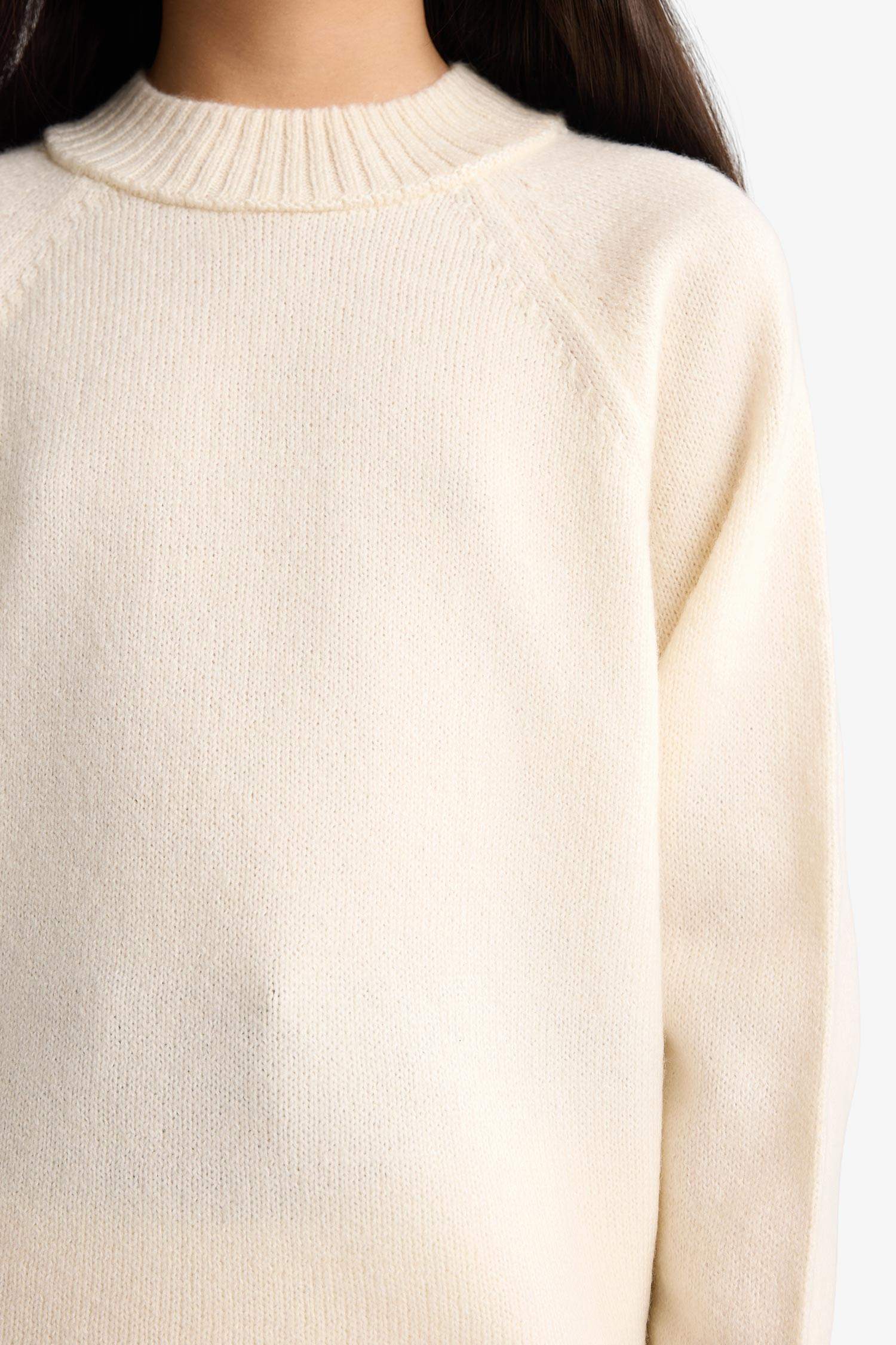 Pull en tricot à col rond pour fille