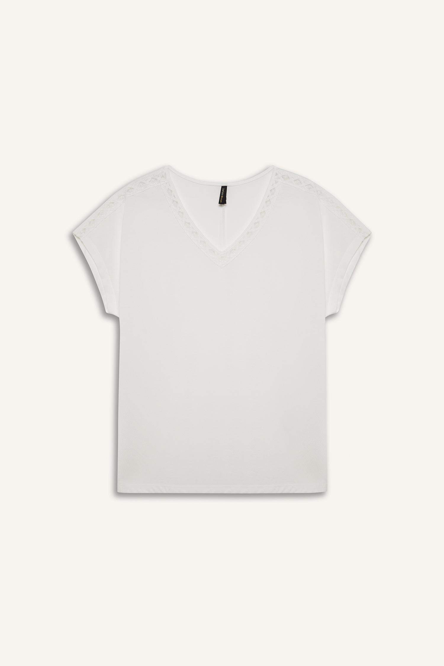 T-shirt à col en V et manches courtes