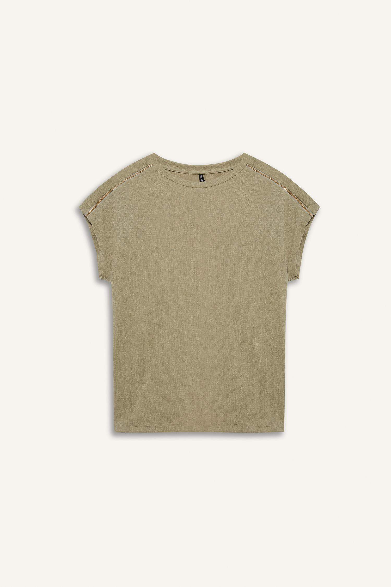 Bisiklet Yaka Bürümcük Kısa Kollu Tişört