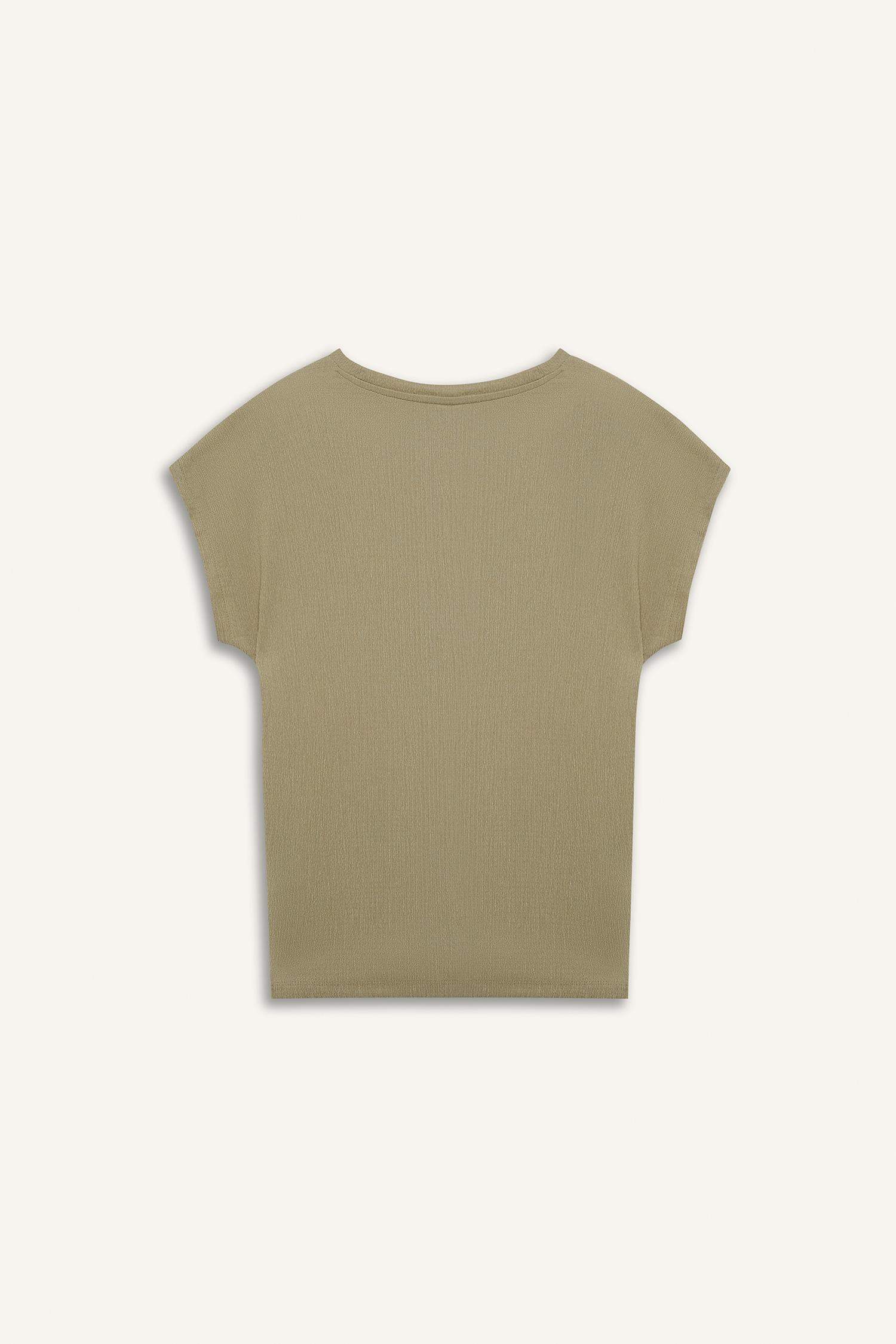 Bisiklet Yaka Bürümcük Kısa Kollu Tişört