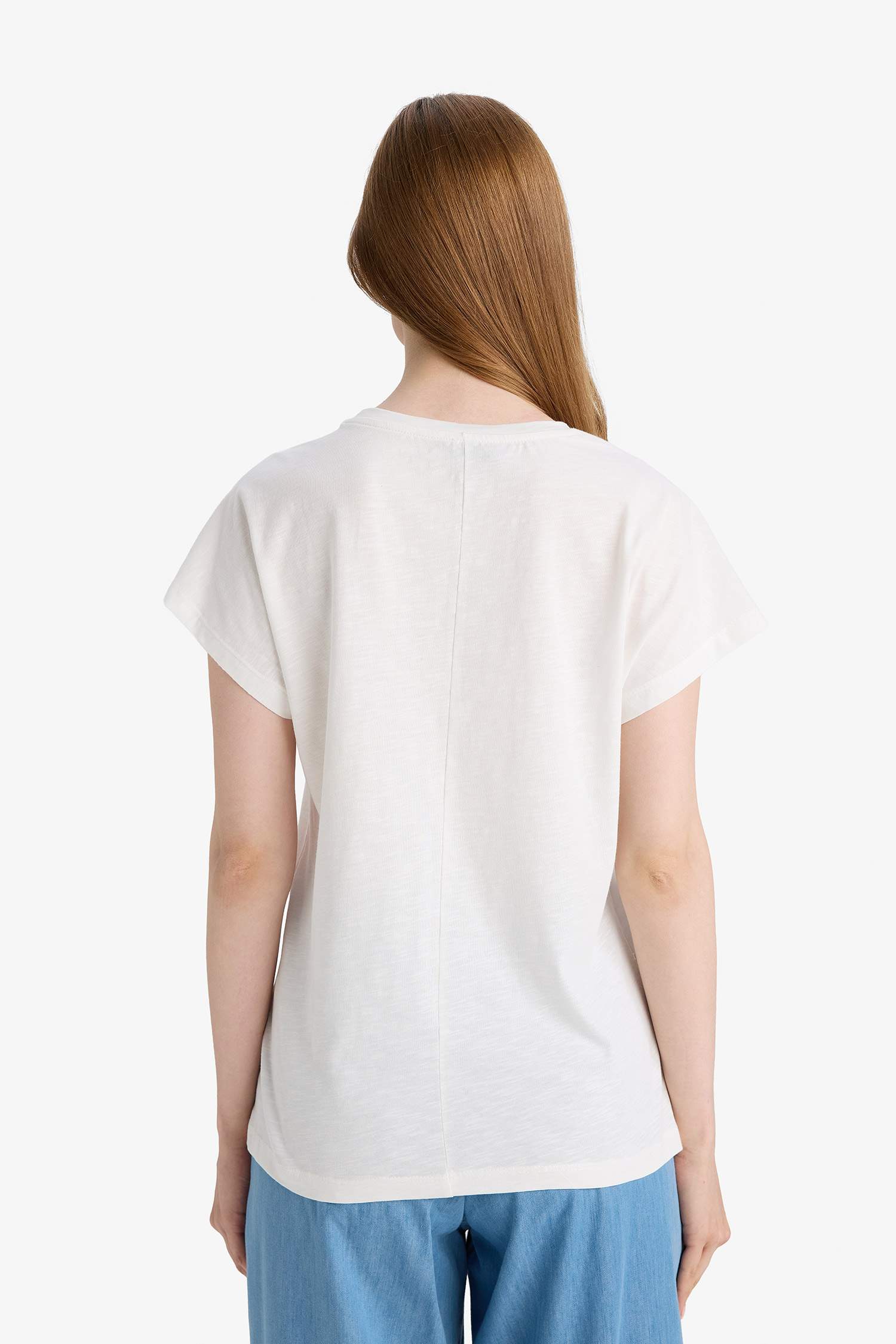 تيشيرت نص ردن قطن بياخة مستديرة