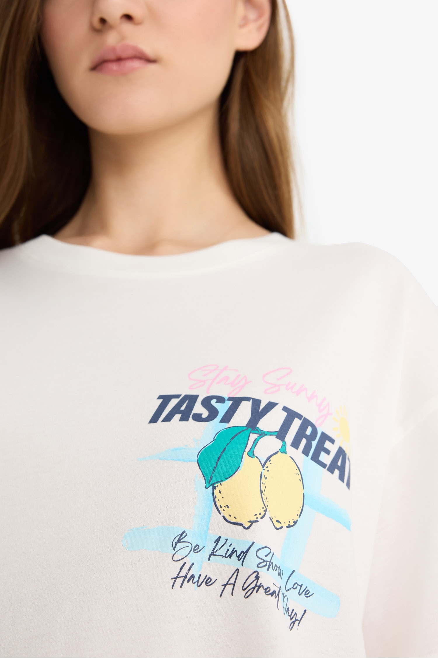 Oversize Fit Crew Neck Printed White T-Shirt