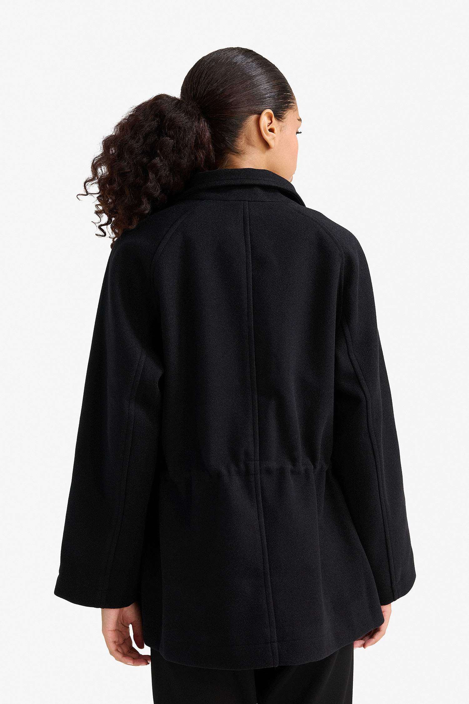 Regular Fit Fermuarlı Kaşe Mont