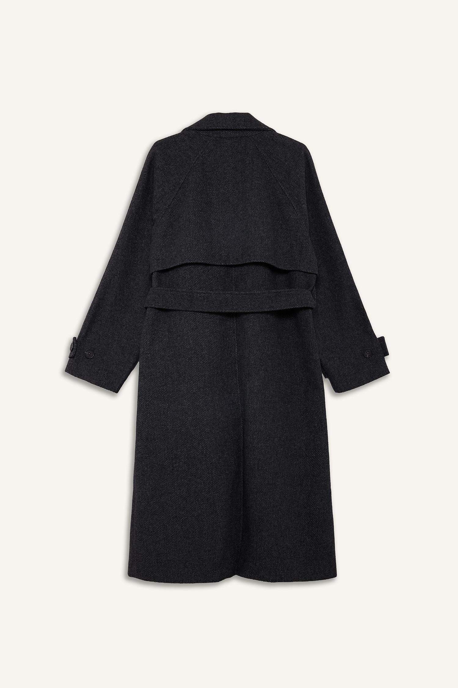 Afra x DeFacto Kuşaklı Cepli Uzun Kaşe Kaban