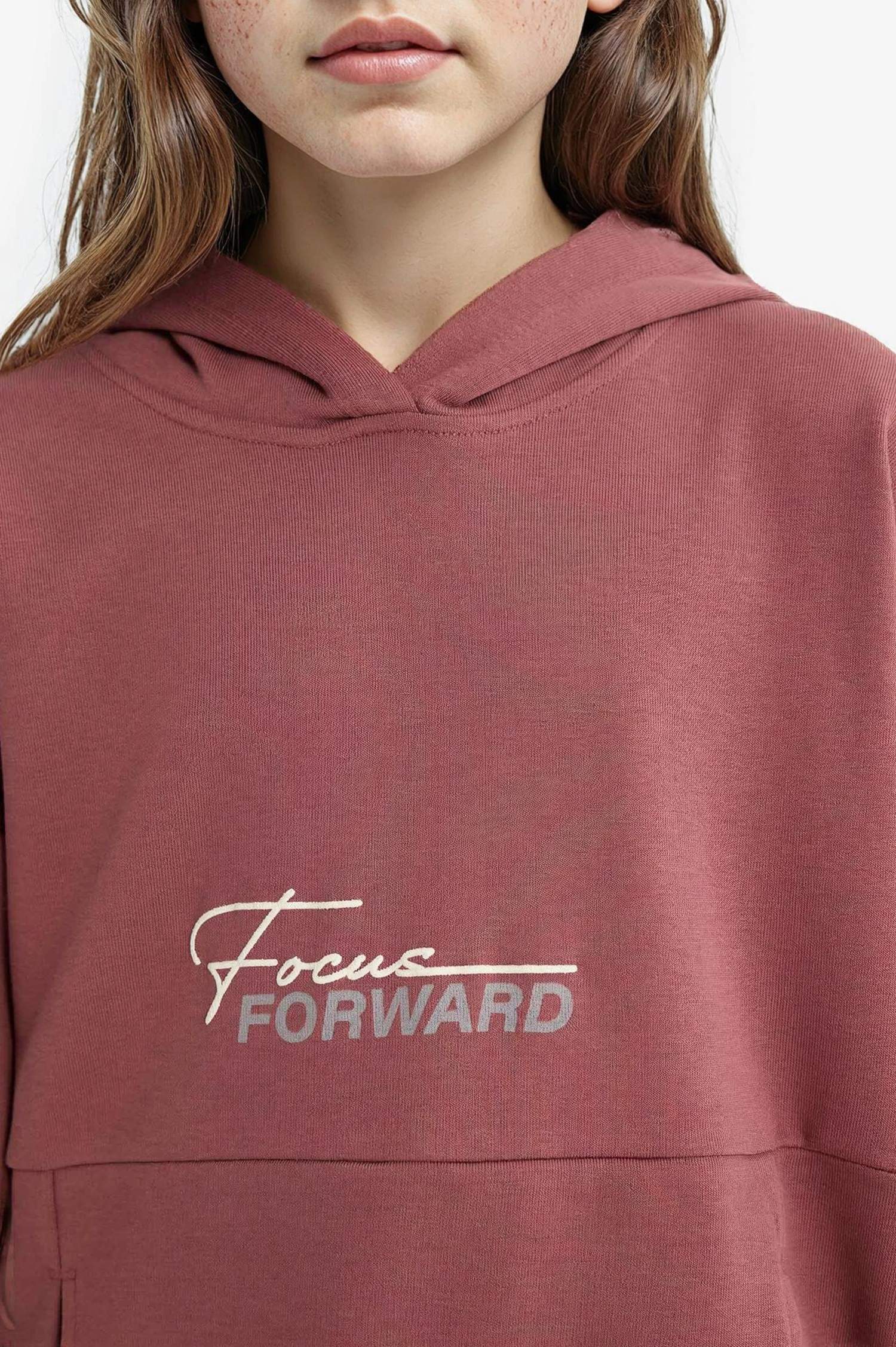 Girl Oversize Fit Hooded Printed Back Sweatshirt