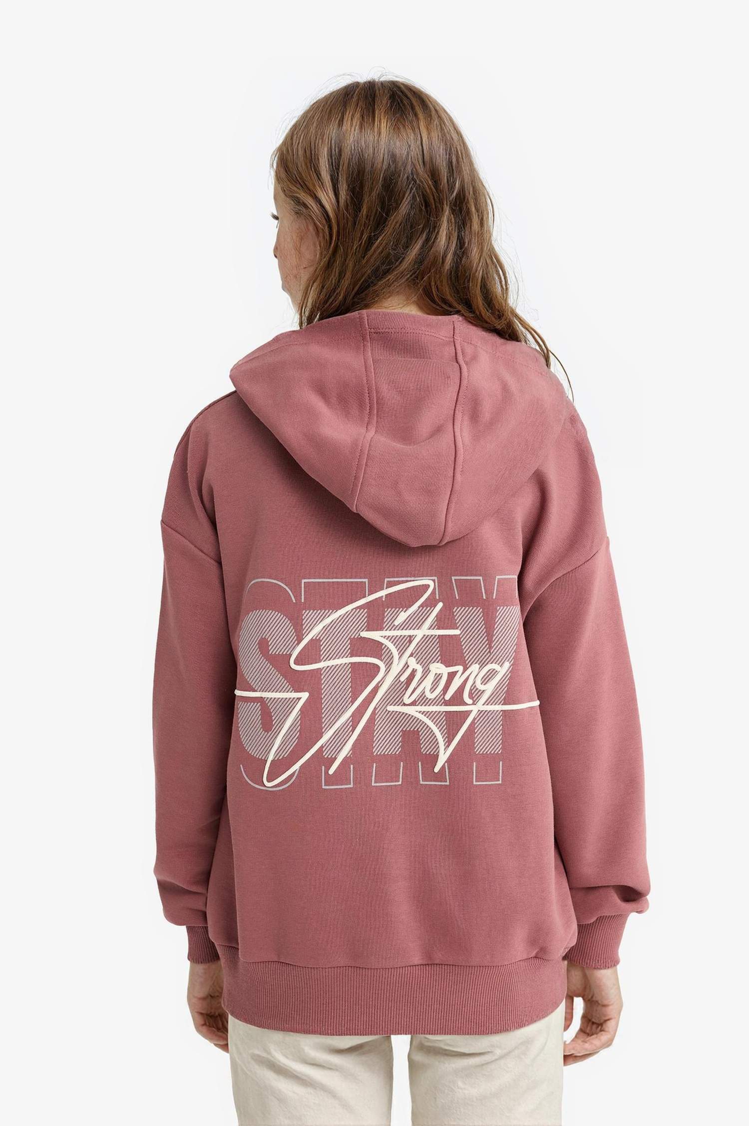 Girl Oversize Fit Hooded Printed Back Sweatshirt