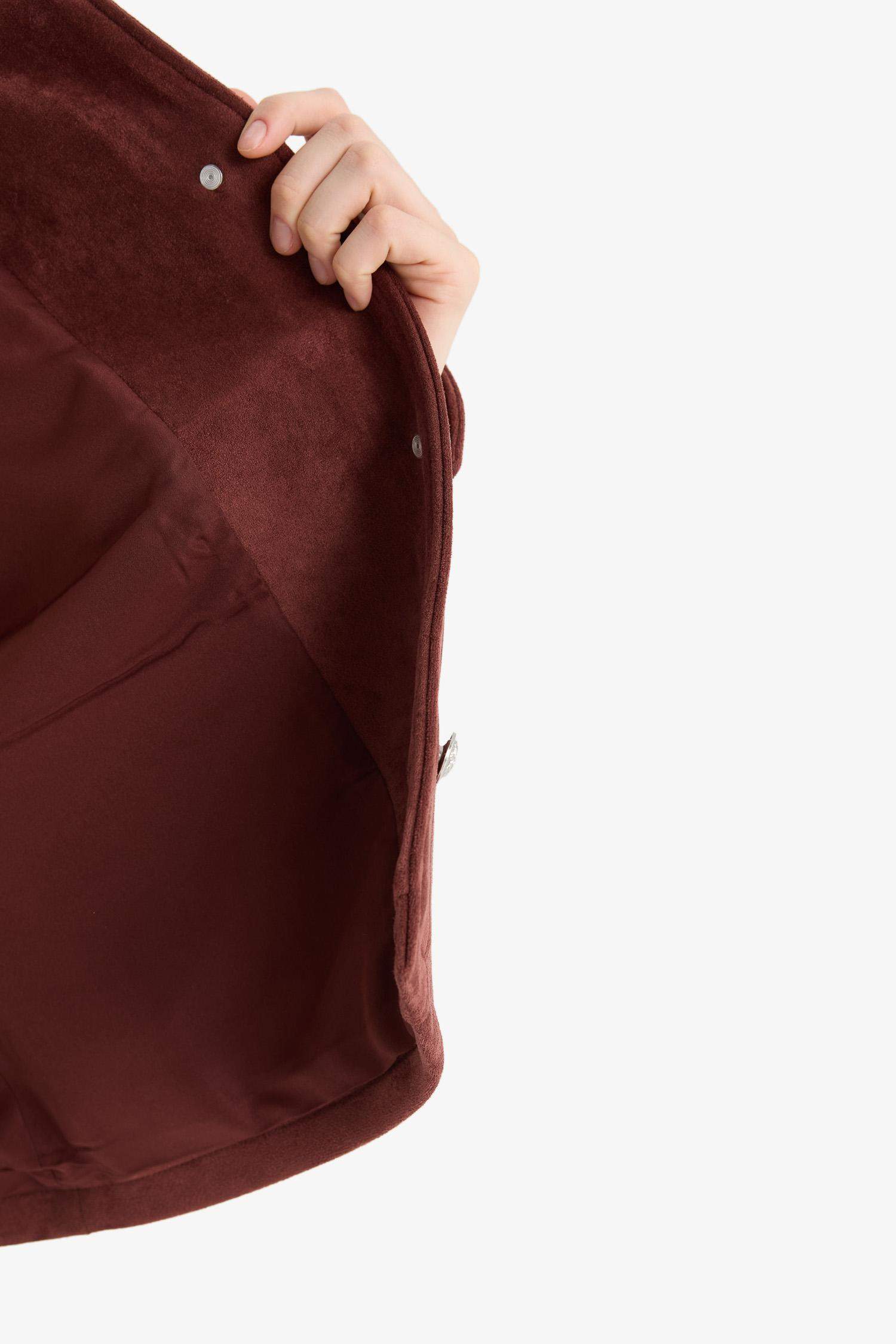 Regular Fit Polo Yaka Süet Mont