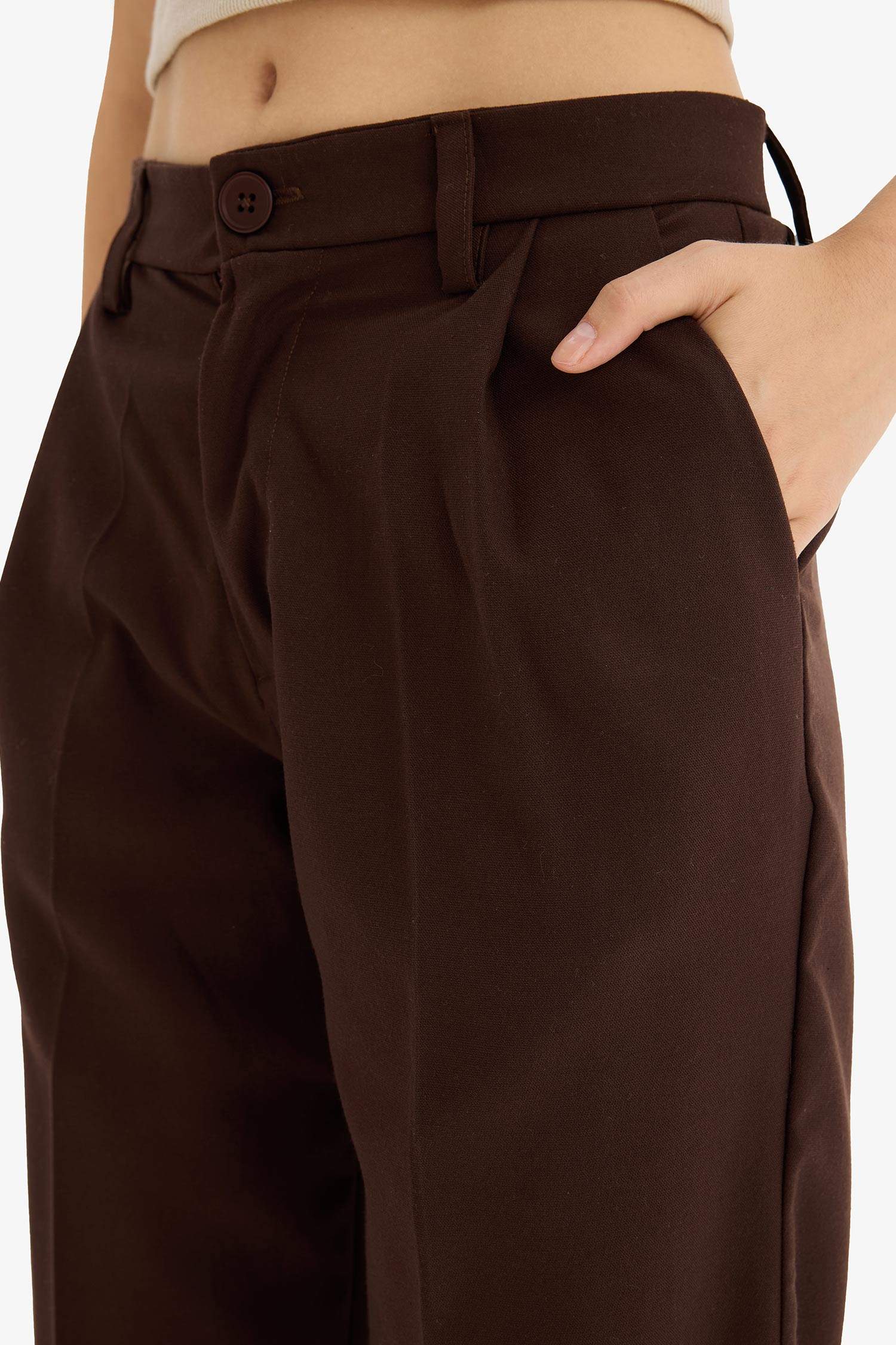 Zippered Regular Waist Wide Leg Trousers