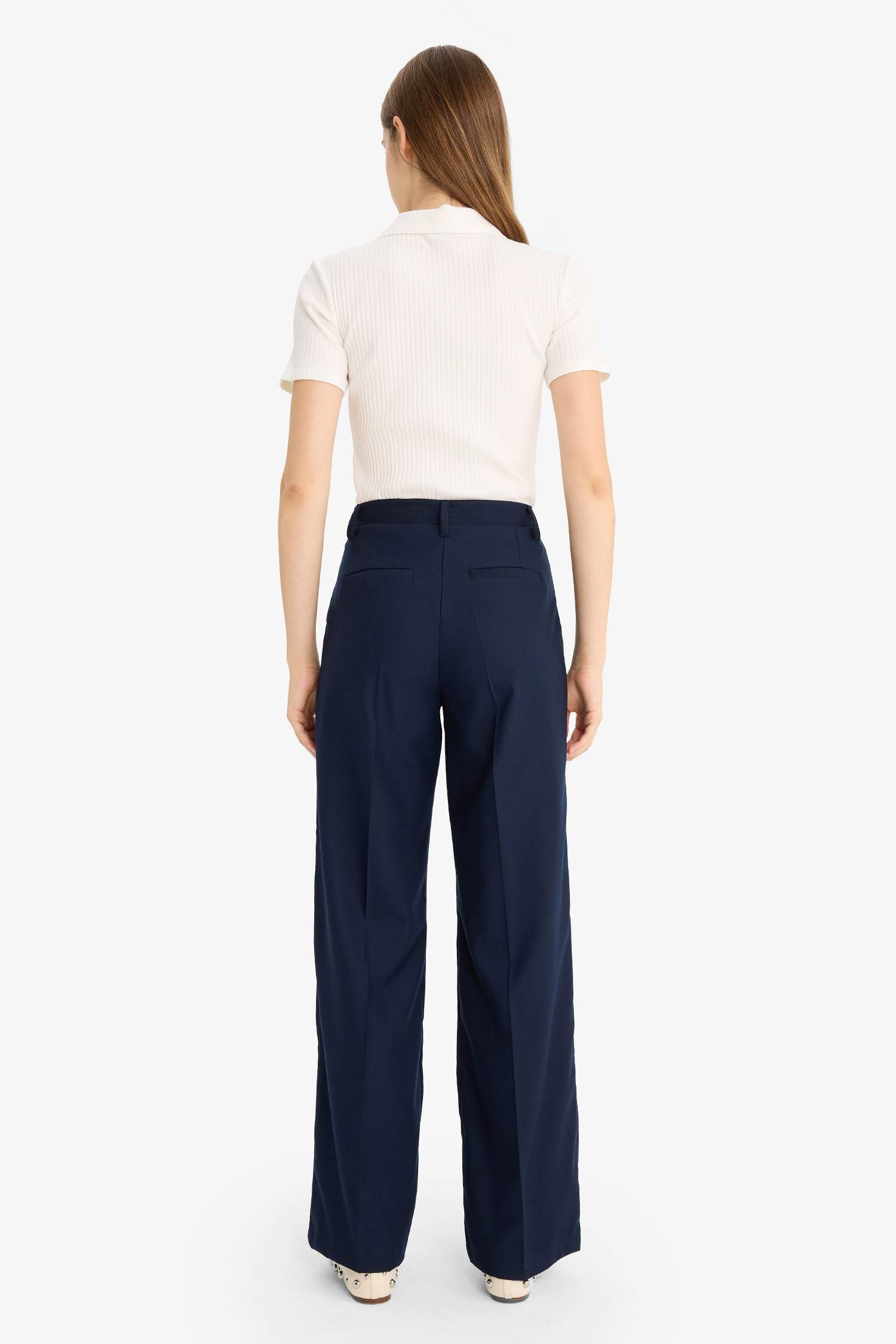 Zippered Regular Waist Wide Leg Trousers