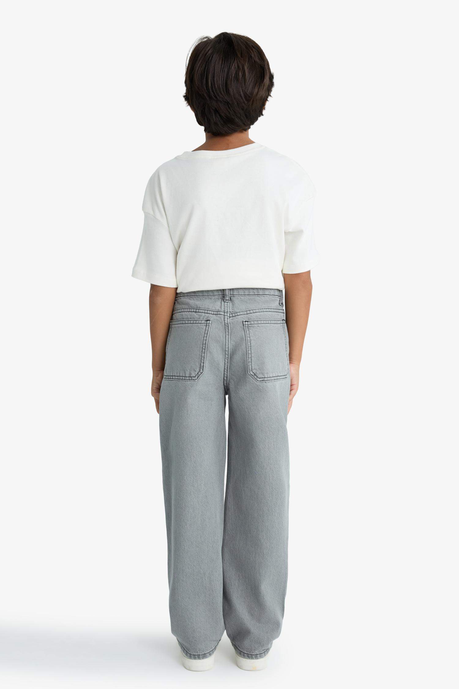 Erkek Çocuk Wide Leg Düz Paça Jean Pantolon