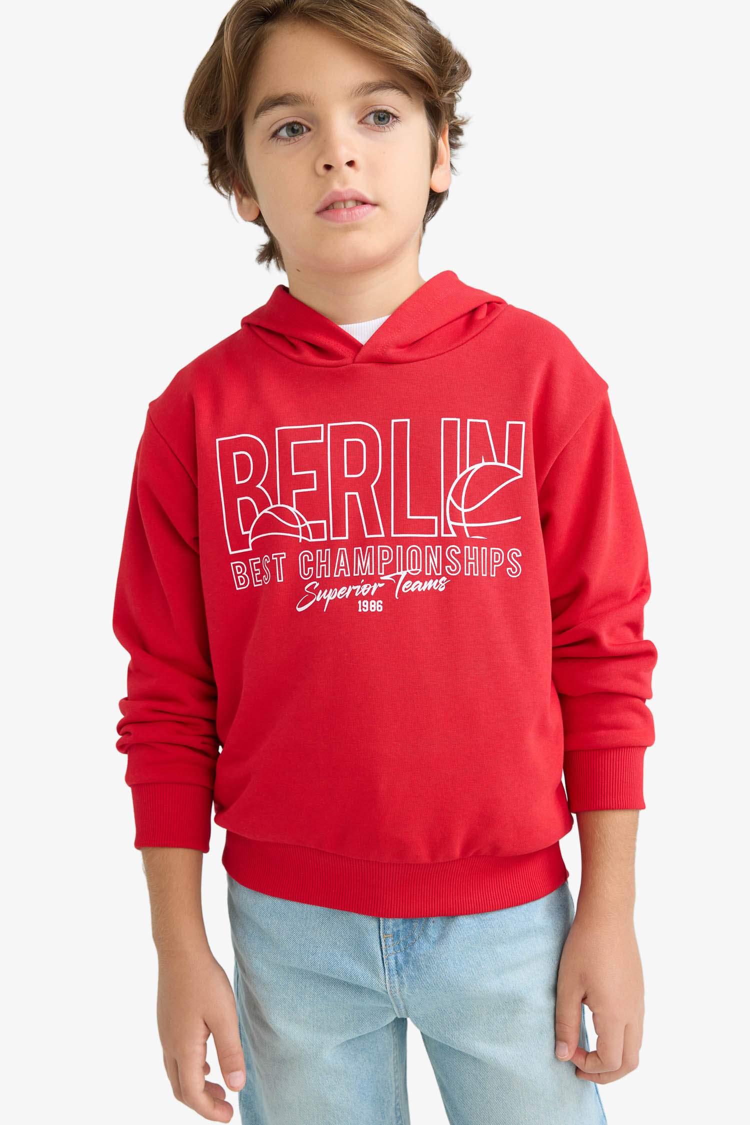 Boy Hooded Printed Sweatshirt