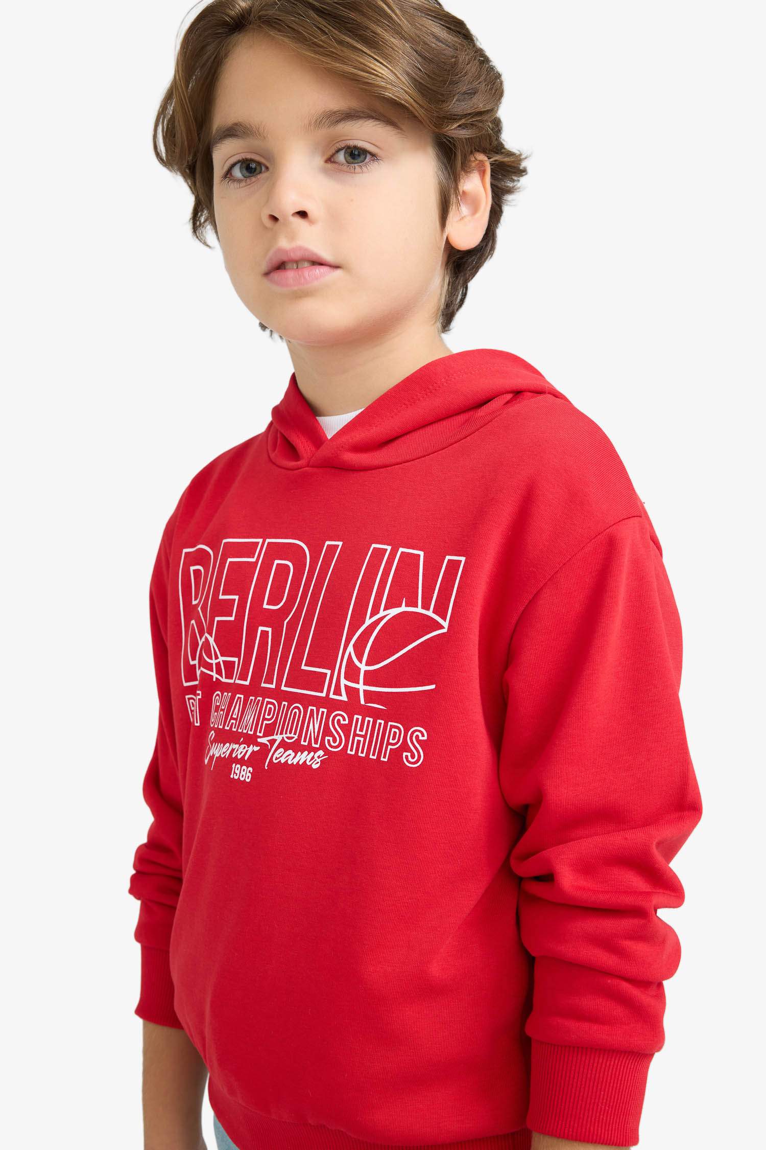 Boy Hooded Printed Sweatshirt