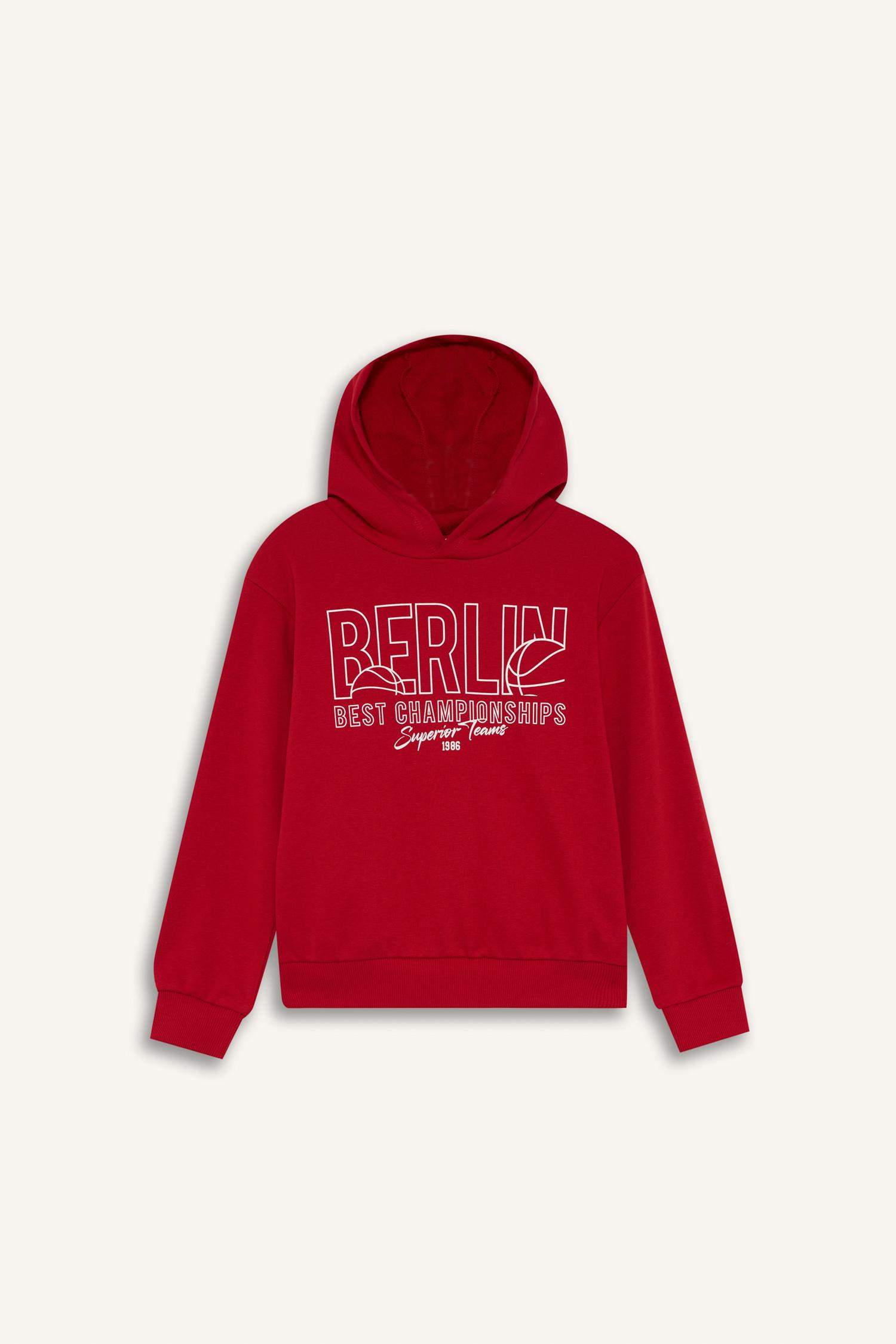 Boy Hooded Printed Sweatshirt