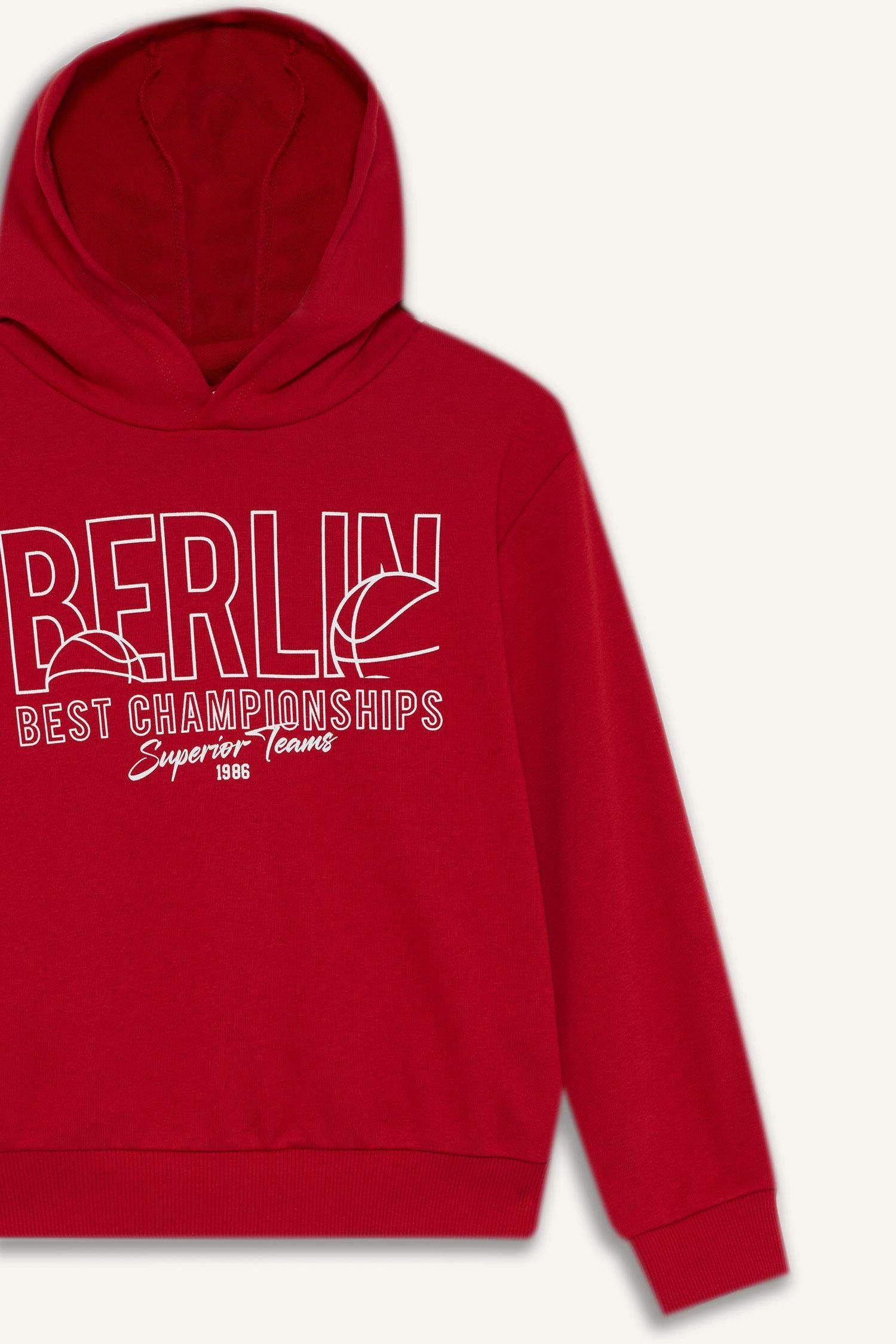 Boy Hooded Printed Sweatshirt