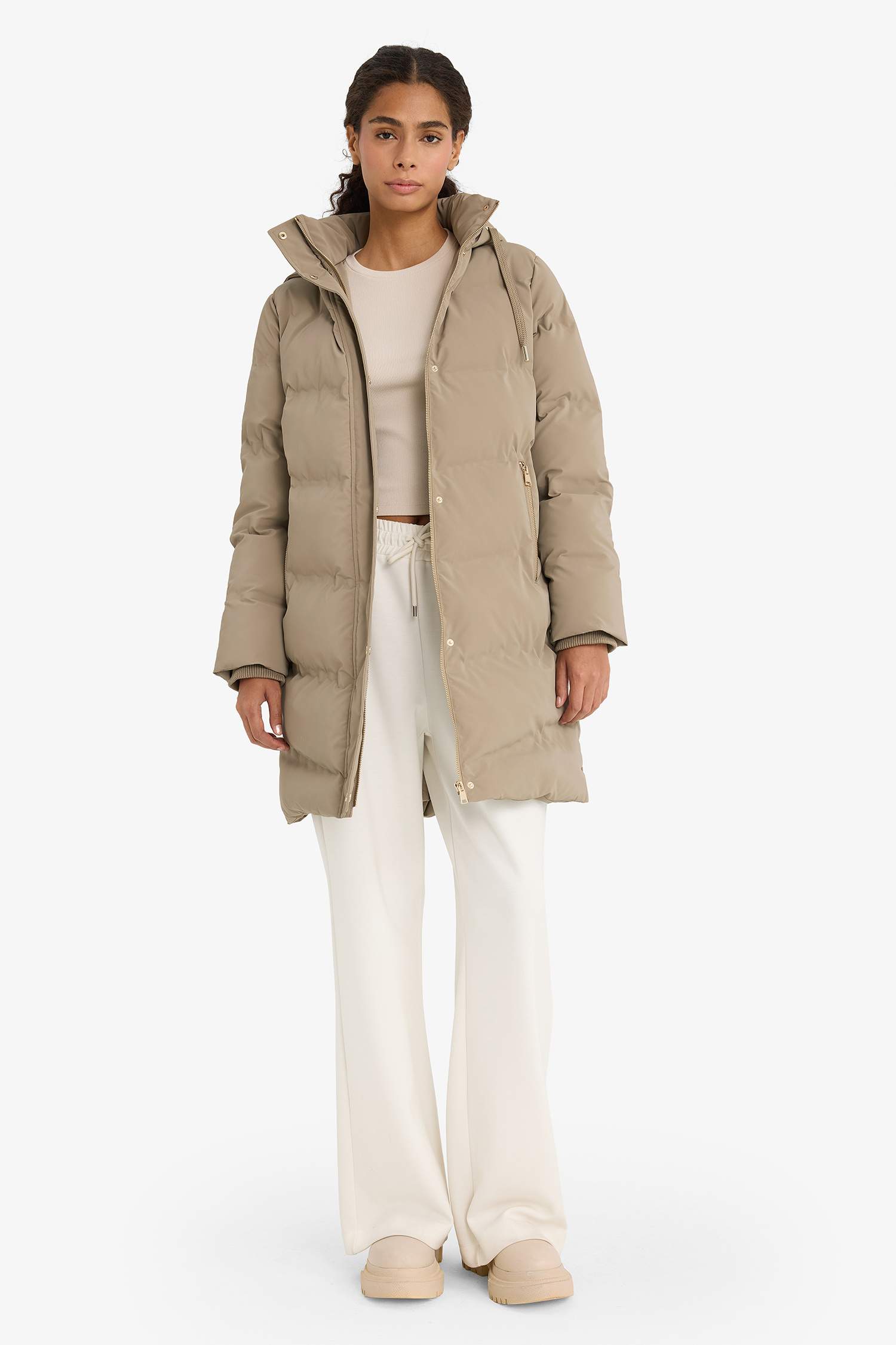 Regular Fit Kapüşonlu Fermuarlı Parka