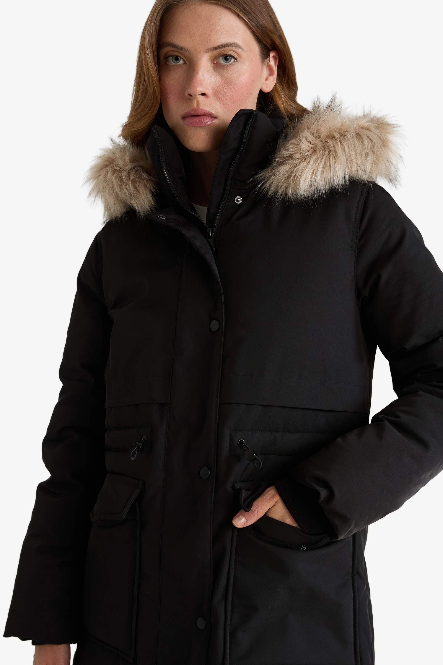 Su Geçirmez Relax Fit Kapüşonlu Parka