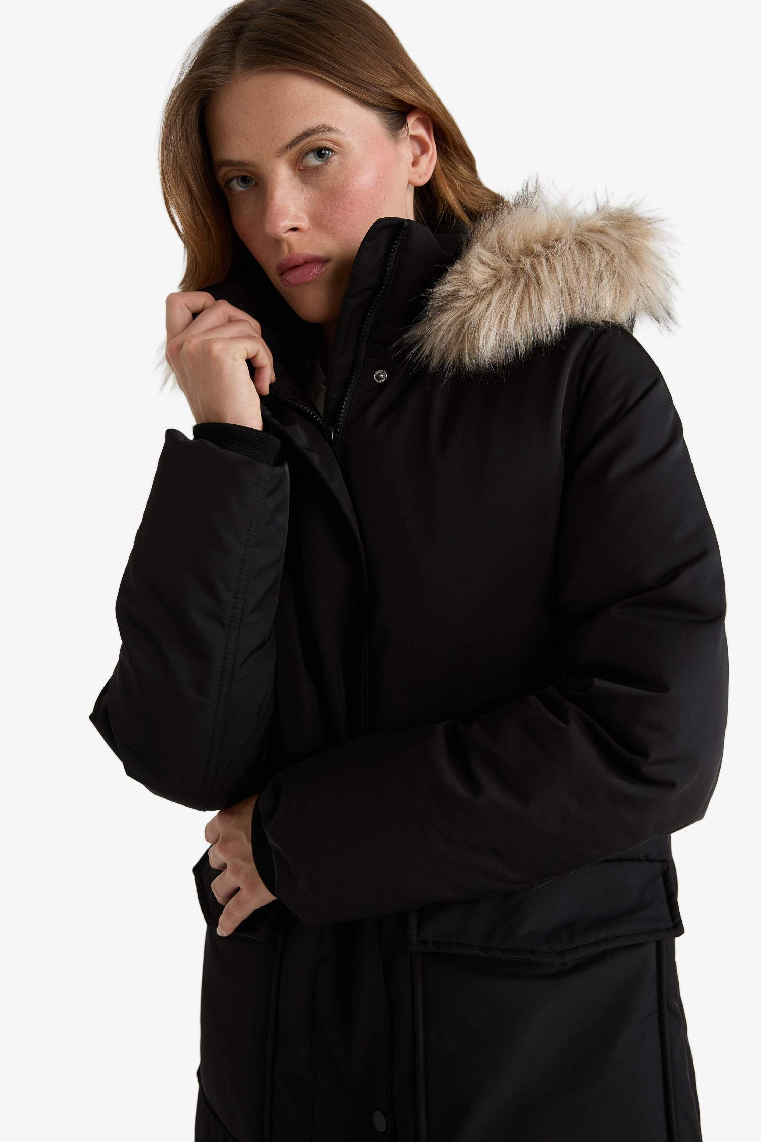 Su Geçirmez Relax Fit Kapüşonlu Parka