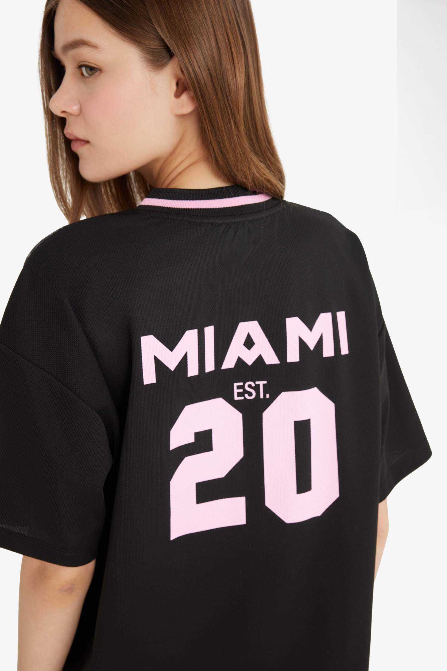 MLS Oversize Geniş Kalıp Sırt Baskılı Jakarlı Forma Kumaşı Kısa Kollu Tişört