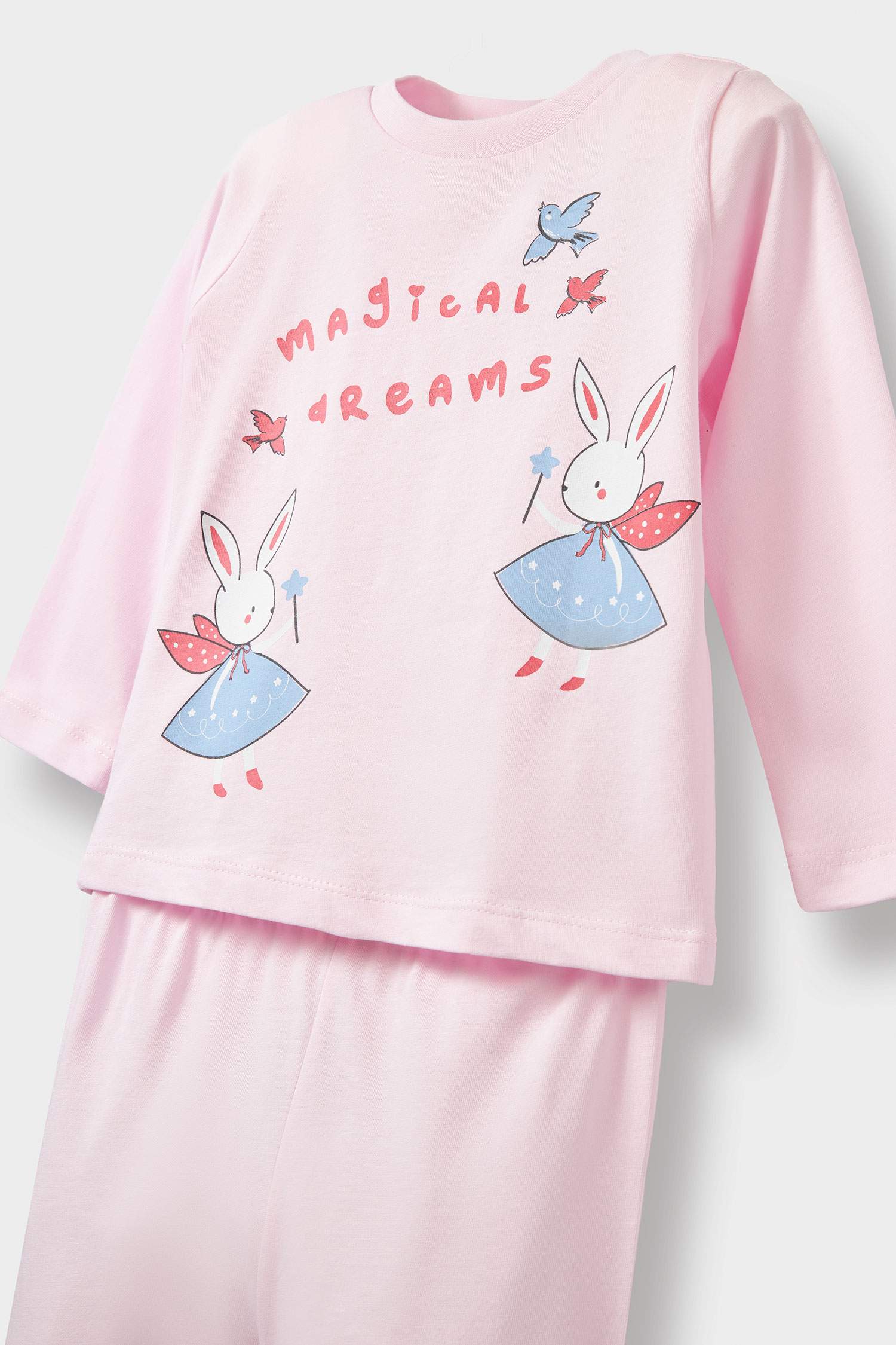 Baby Girl Rabbit Printed Cotton Top Bottoms 2 Piece Pajama Set