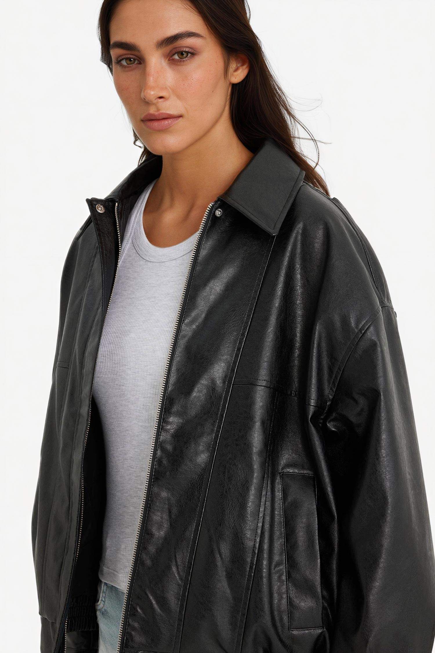 جاكيت جلد صناعي داد فيت بياخة بولو