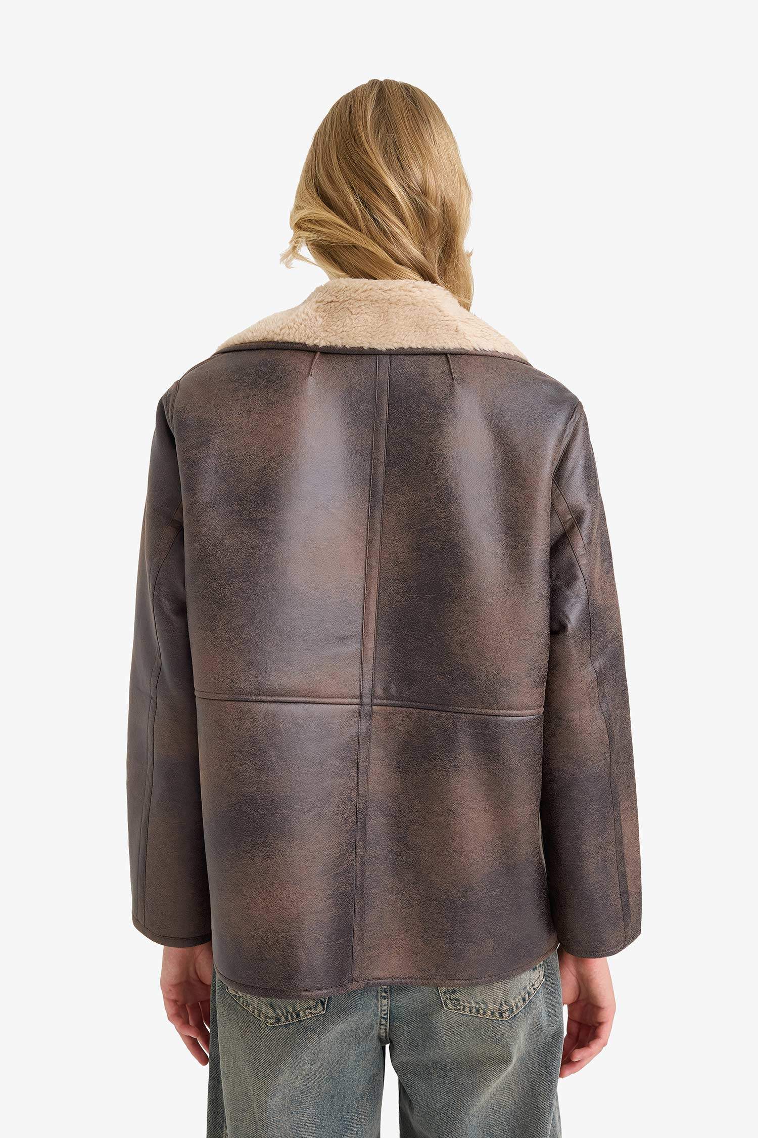 Çift Taraflı Regular Fit Polo Yaka Suni Kürk Astarlı Mont