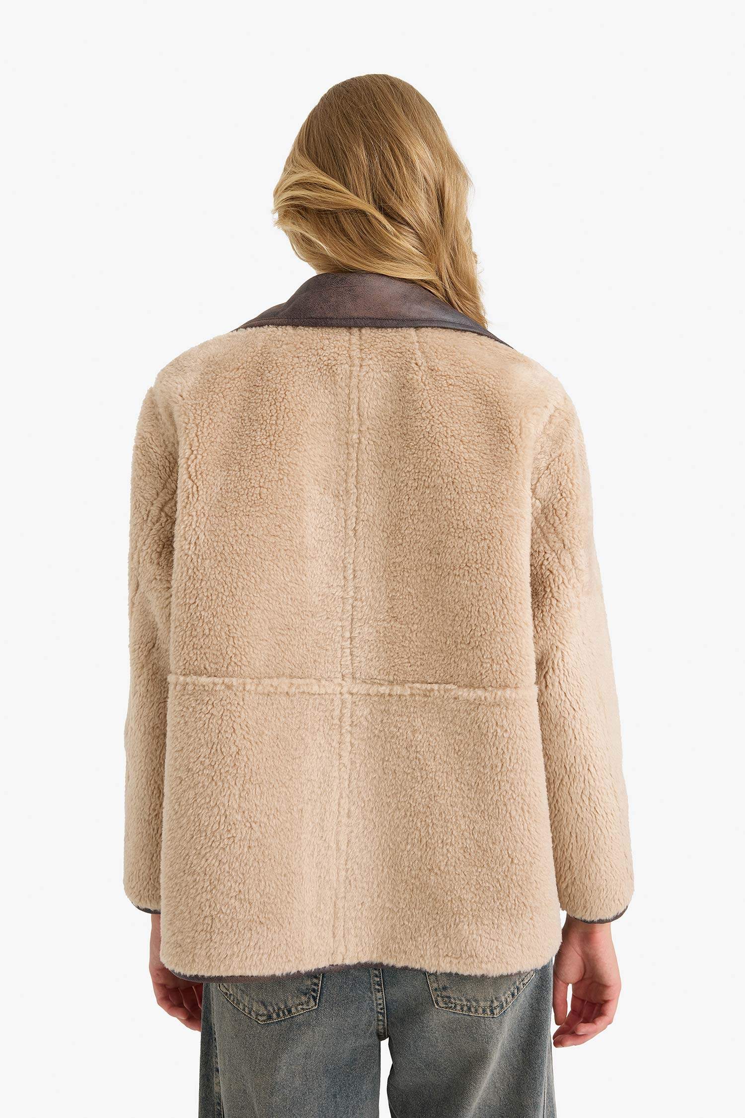 Çift Taraflı Regular Fit Polo Yaka Suni Kürk Astarlı Mont