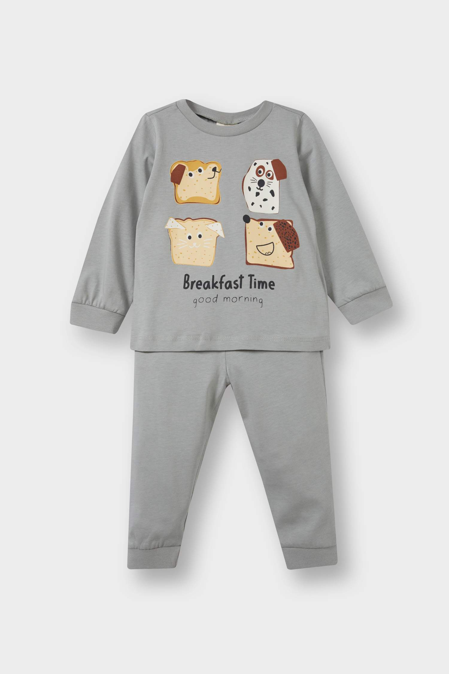 Erkek Bebek Pijama Takımı Baskılı Uzun Kollu Penye Üst Uzun Alt
