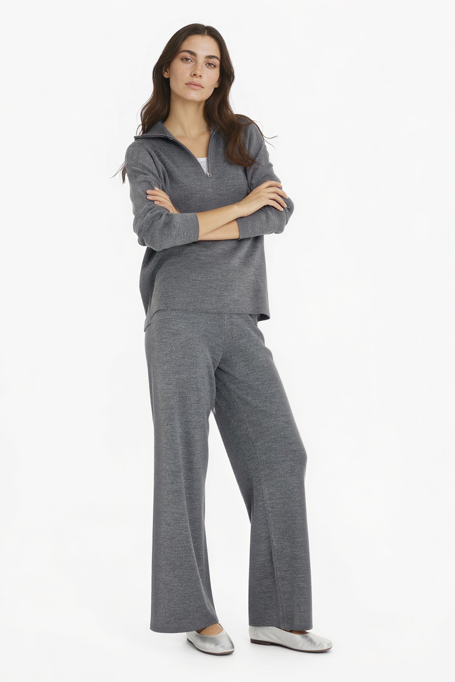 DeFacto Wide Leg Geniş Bol Paça Triko Pantolon görsel 2